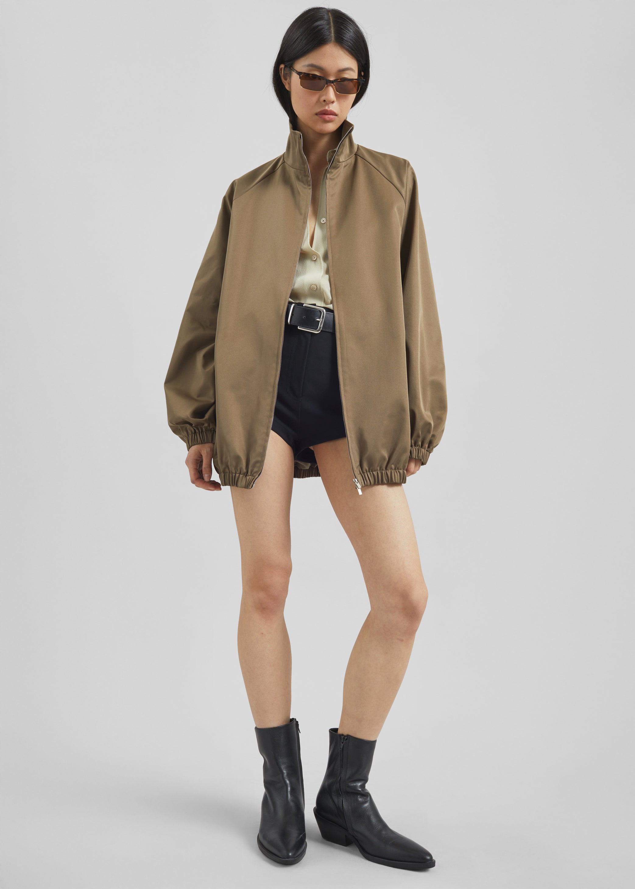 Shop the look image for Baxter Lustrous Track Jacket - Moss Green