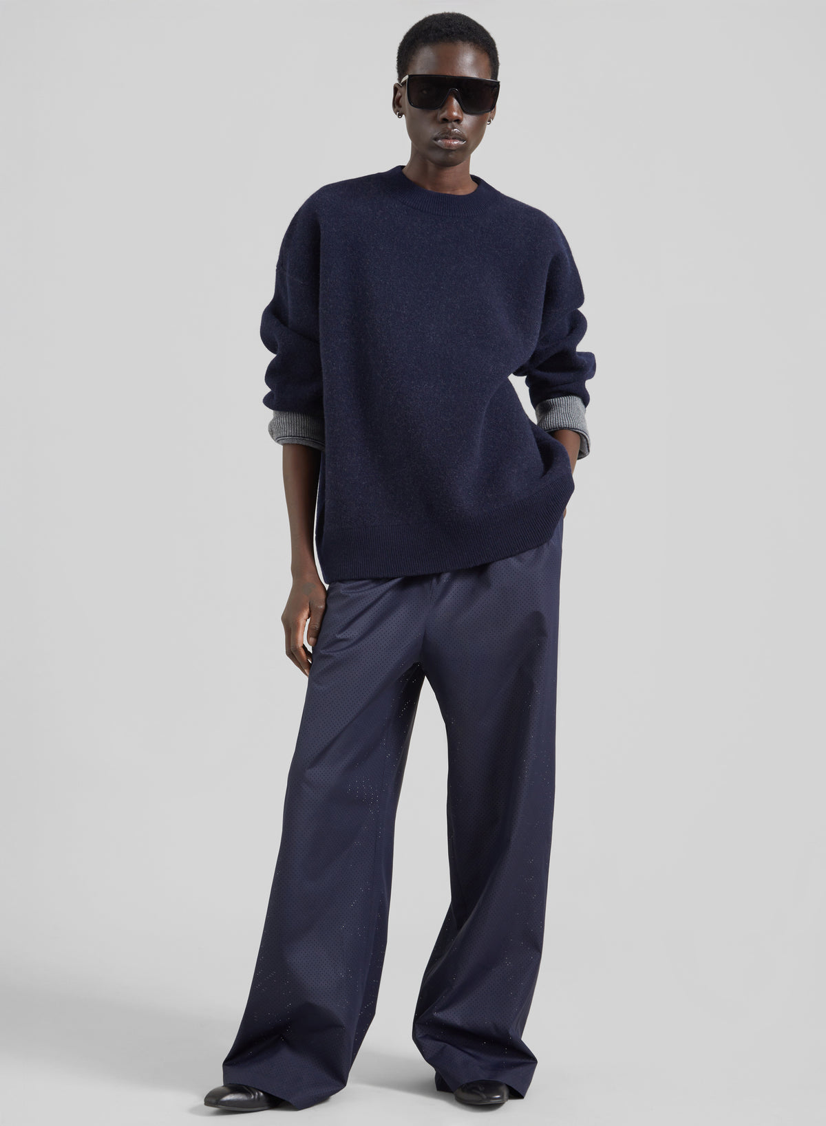 Shop the look image for Baxter Perforated Track Pants - Navy