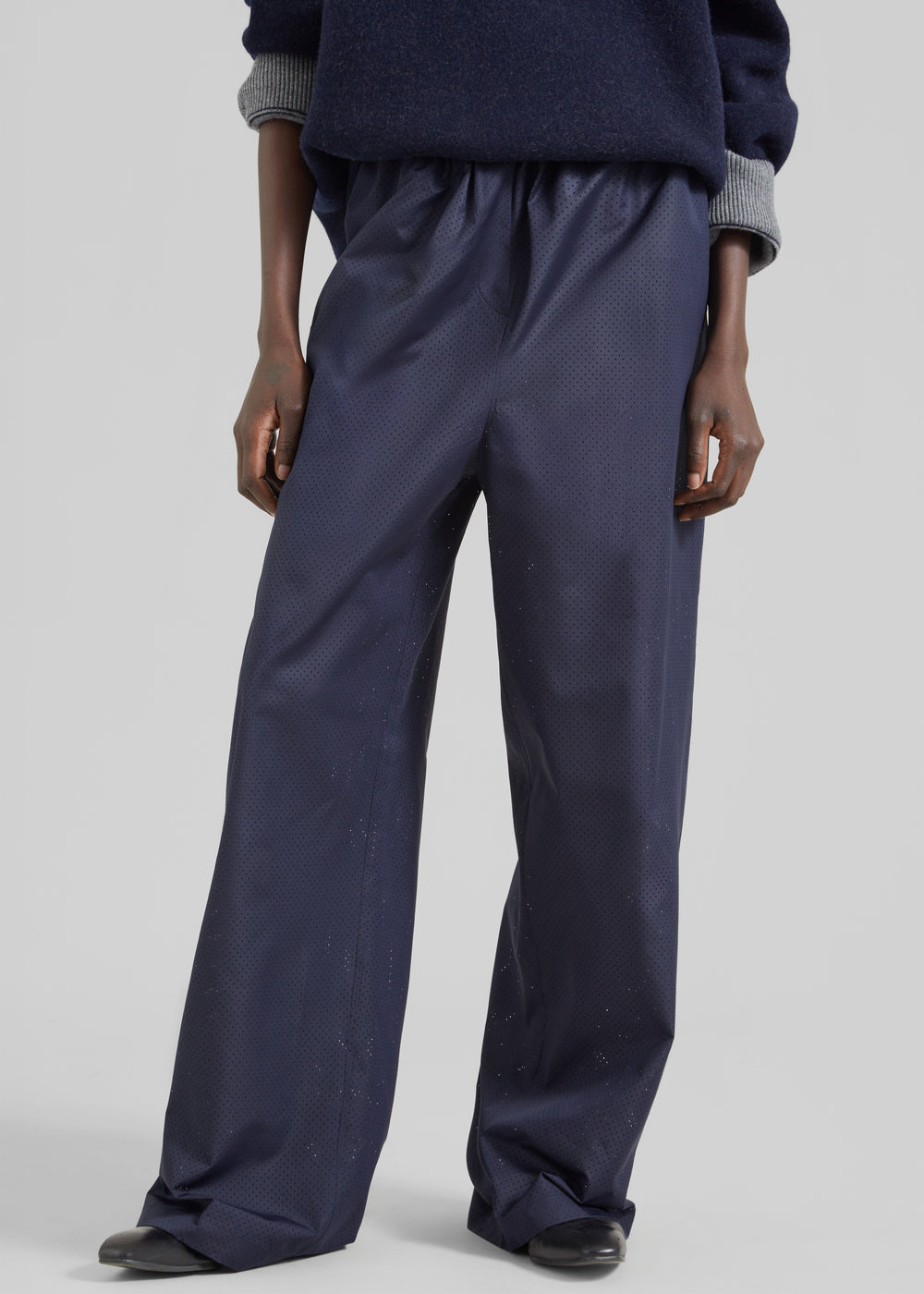 Baxter Perforated Track Pants - Navy - 1