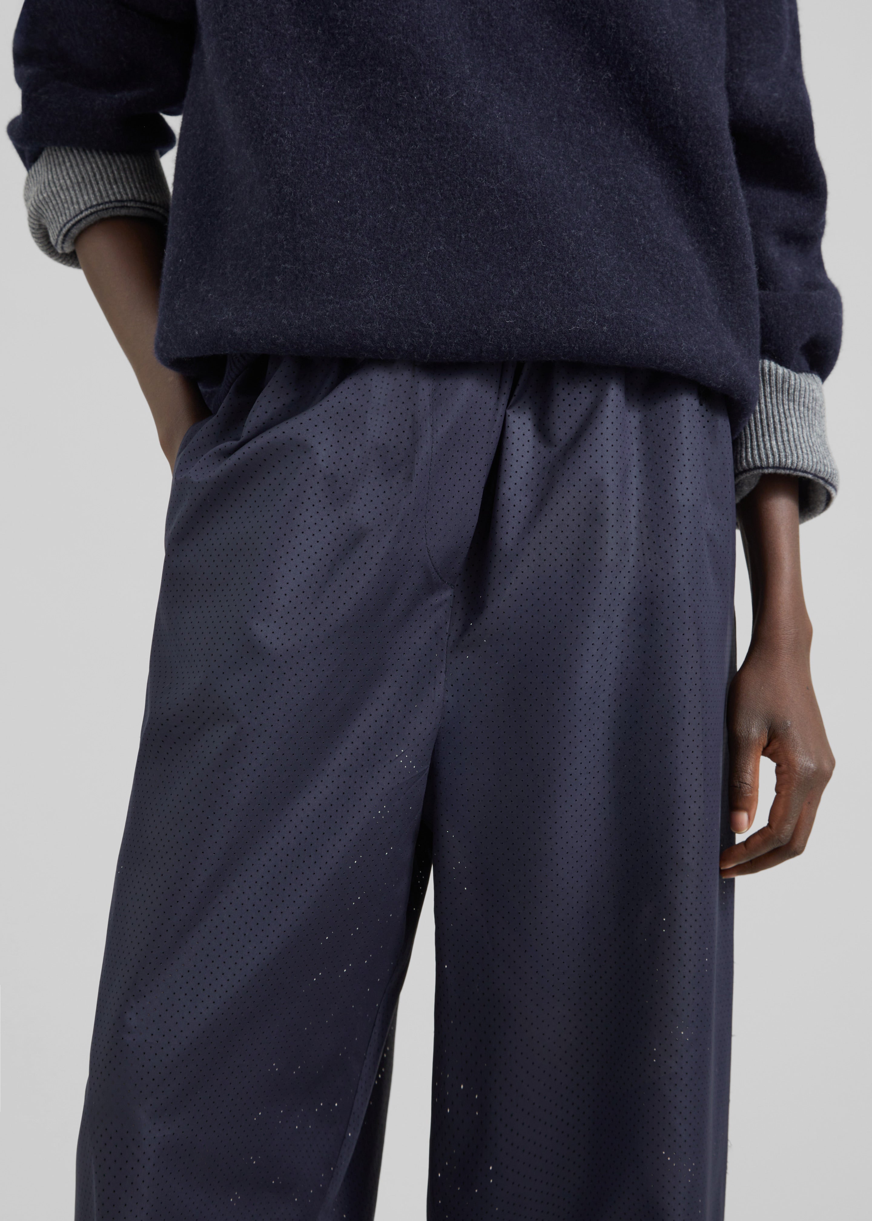 Baxter Perforated Track Pants - Navy - 3