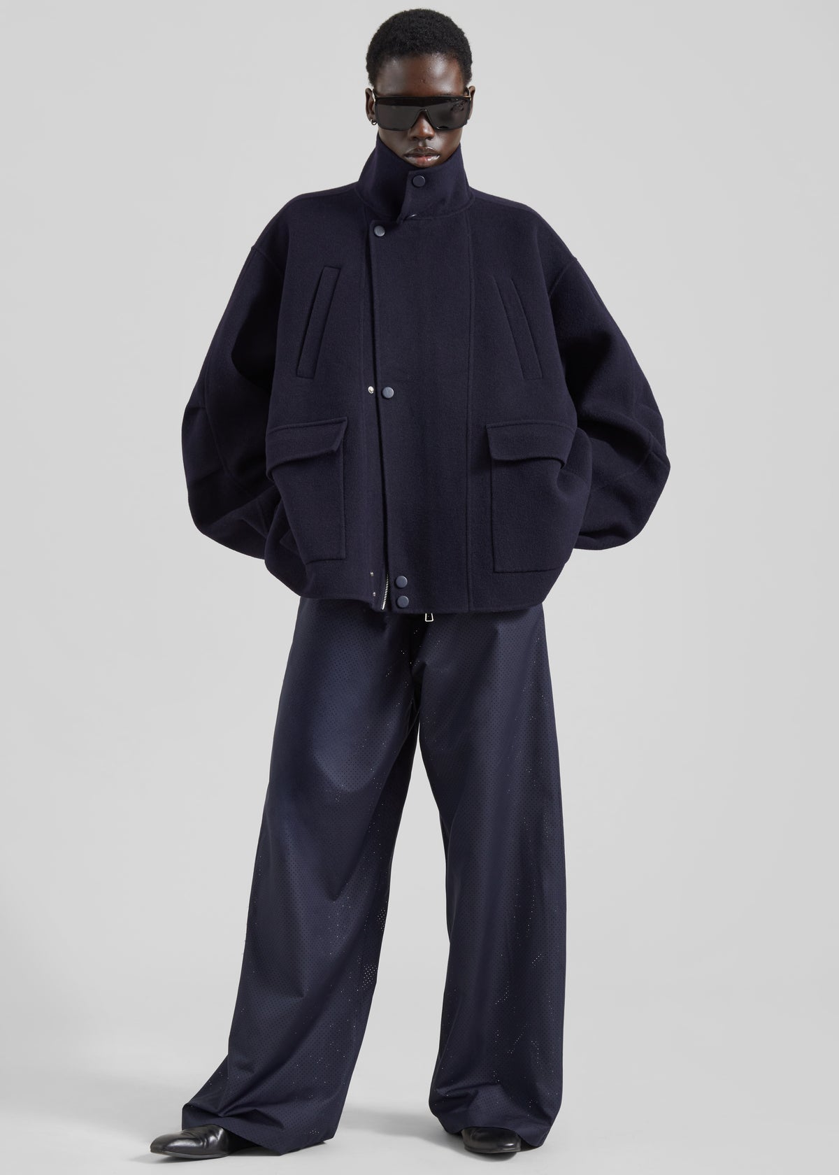 Baxter Perforated Track Pants - Navy - 4