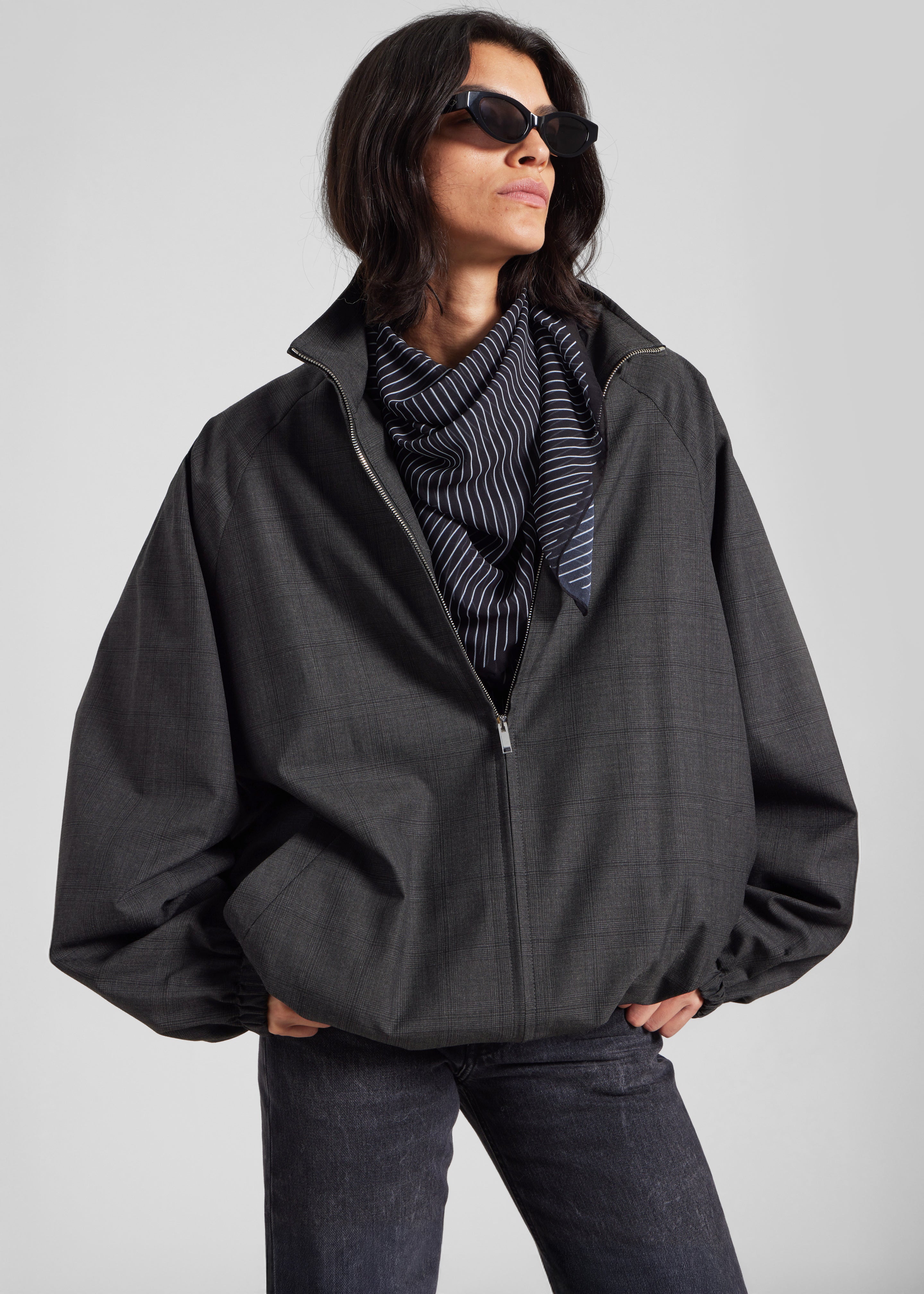 Baxter Plaid Track Jacket - Dark Grey – The Frankie Shop