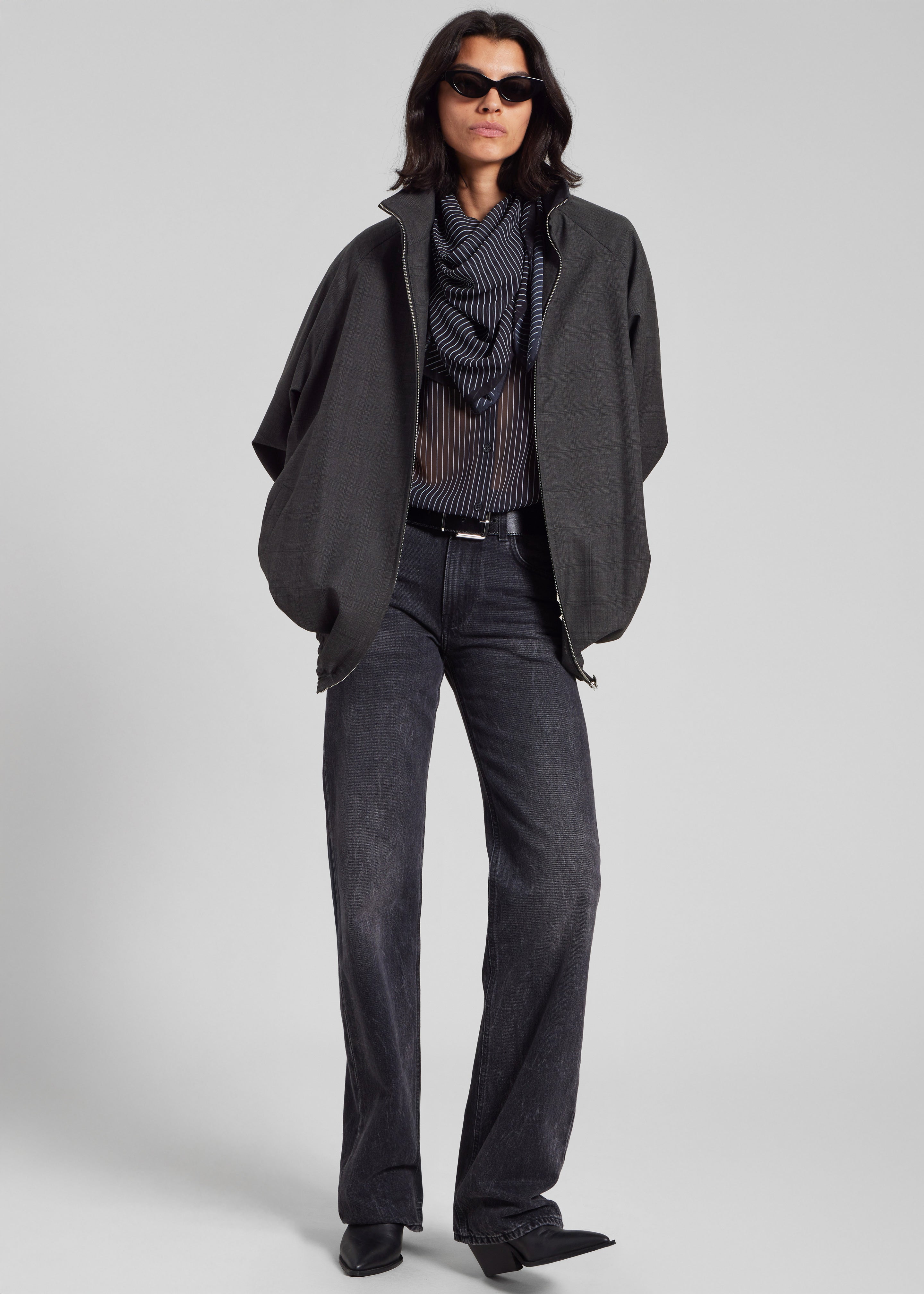 Baxter Plaid Track Jacket - Dark Grey – The Frankie Shop