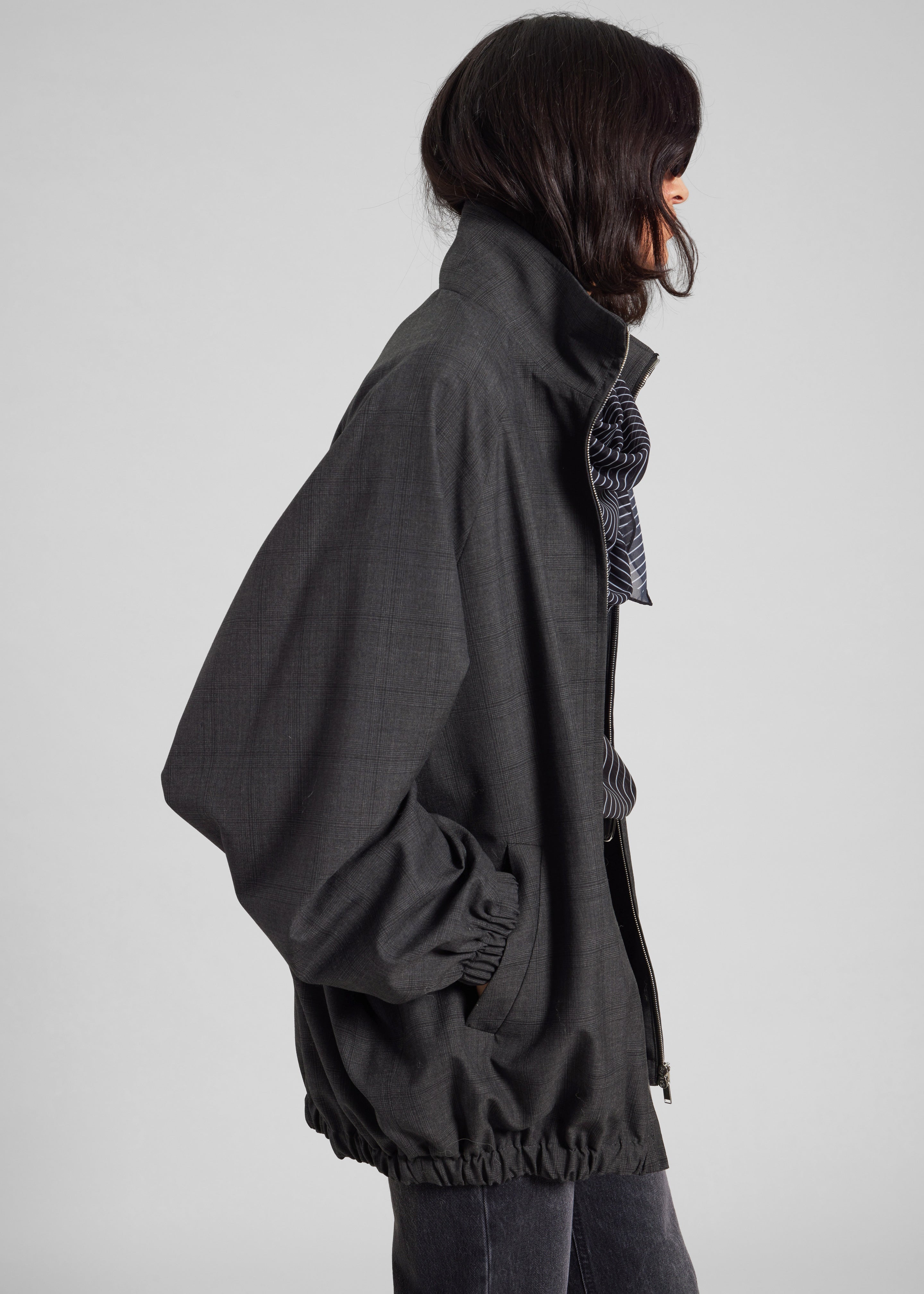 Baxter Plaid Track Jacket - Dark Grey – The Frankie Shop