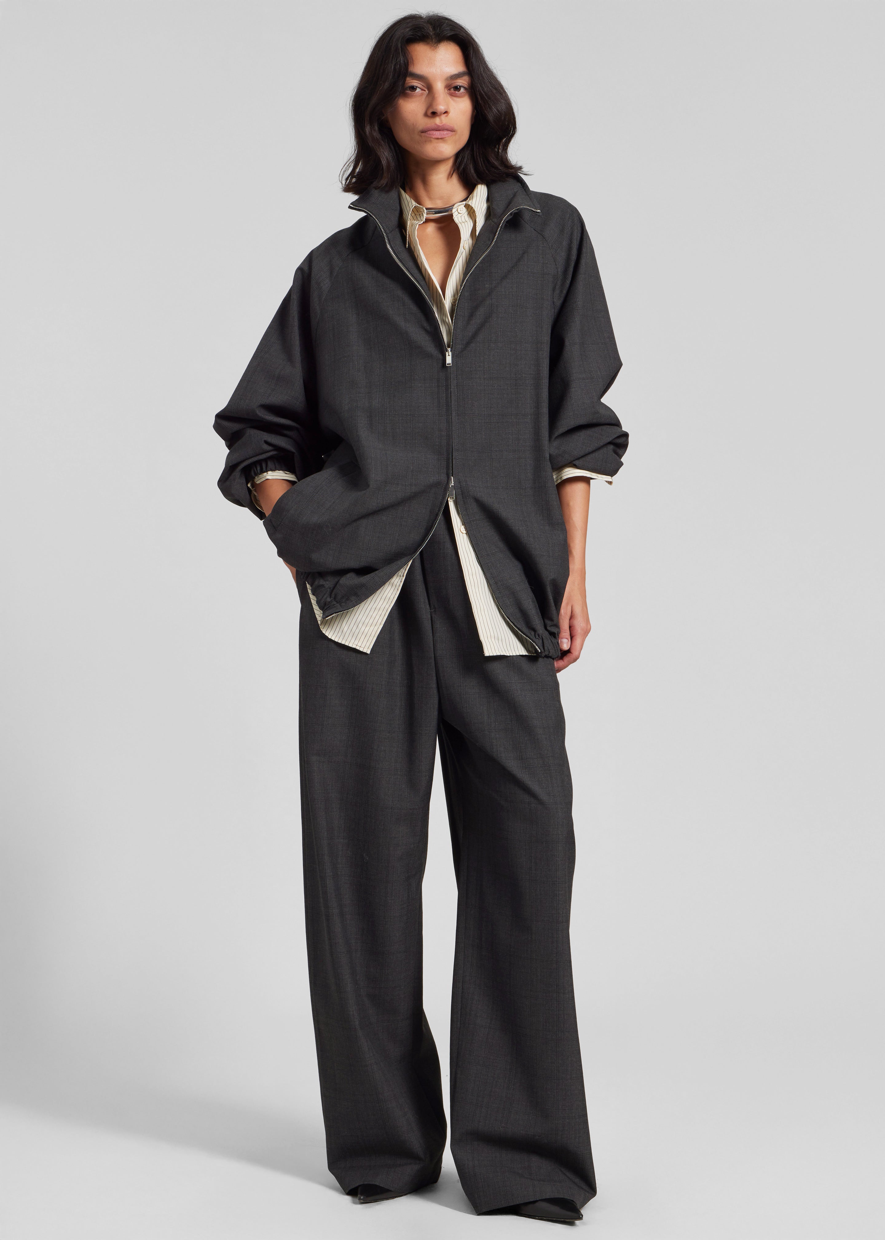 Baxter Plaid Track Jacket - Dark Grey – The Frankie Shop