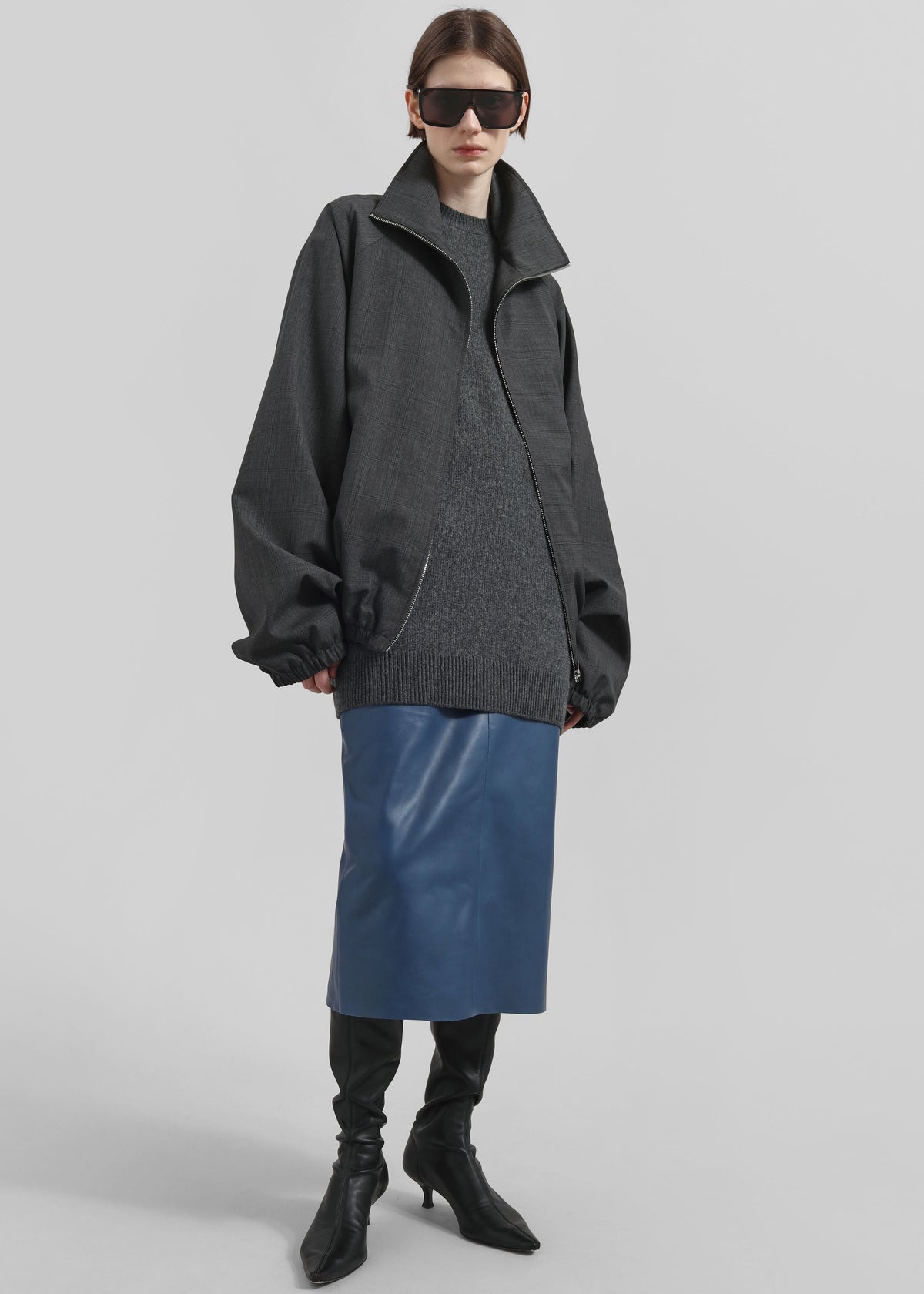 Baxter Plaid Track Jacket - Dark Grey - 10