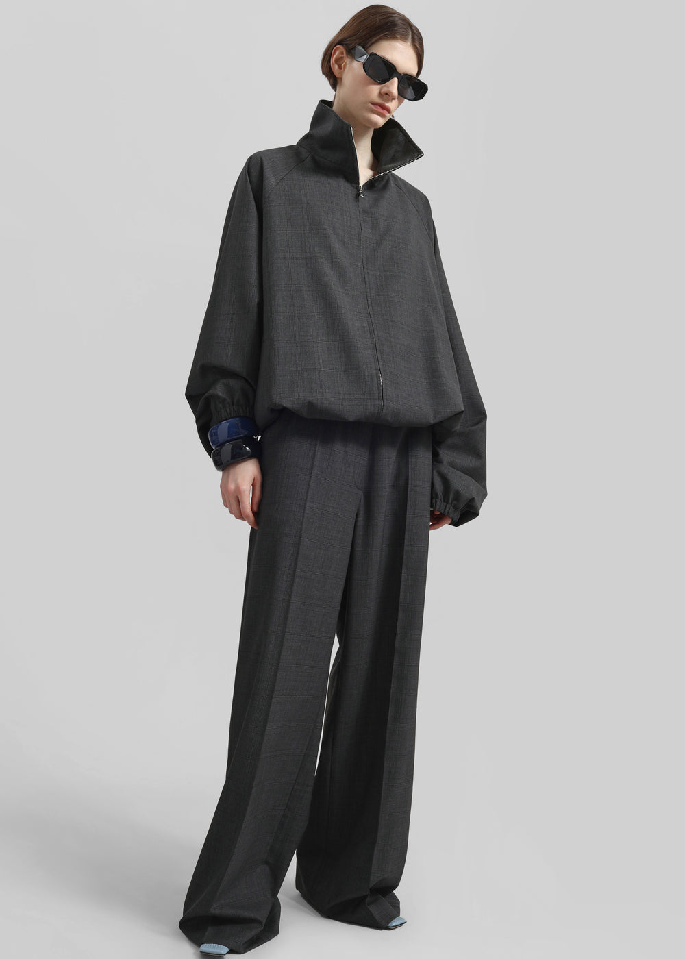 Baxter Plaid Track Jacket - Dark Grey - 1