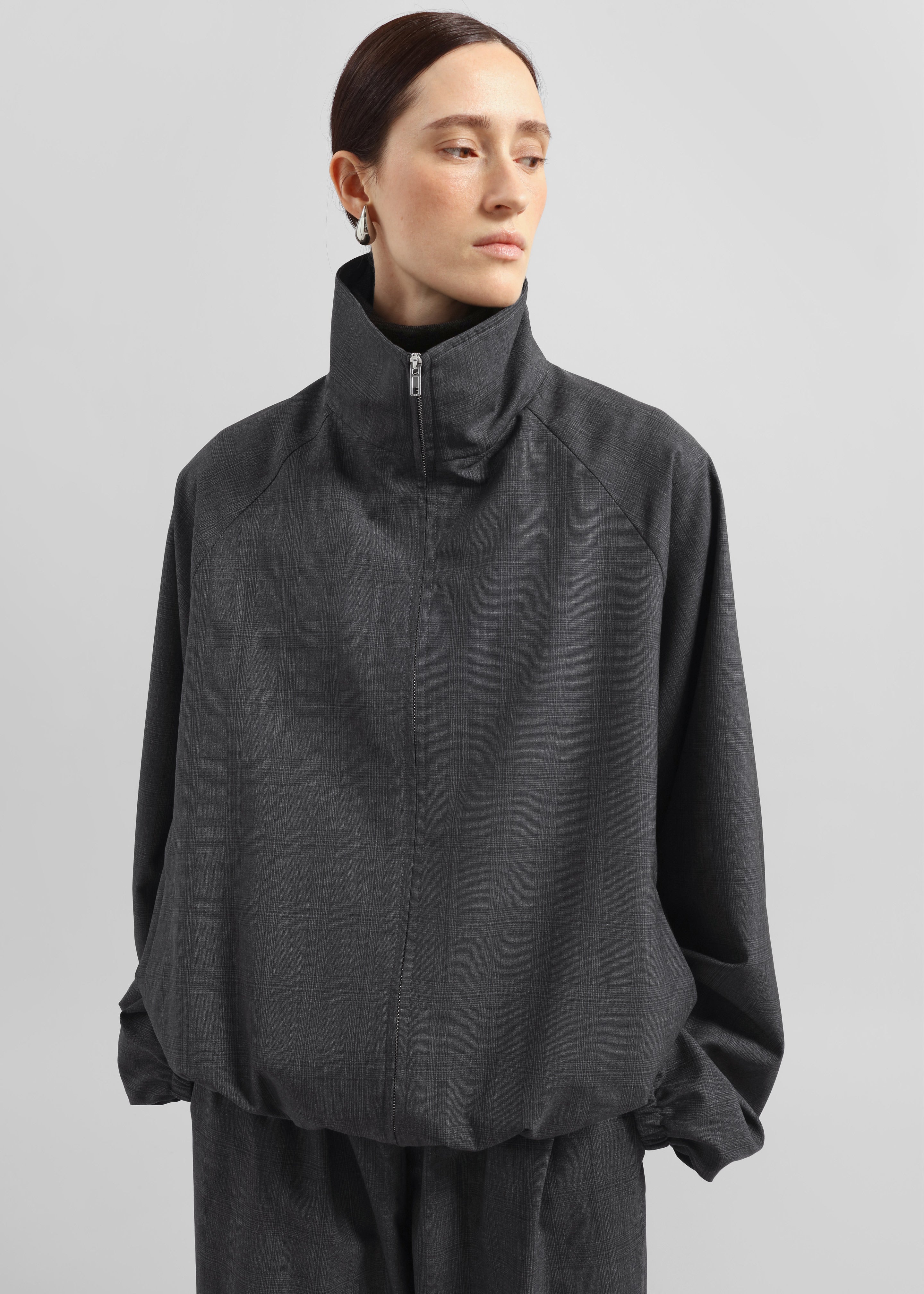 Baxter Plaid Track Jacket - Dark Grey – The Frankie Shop