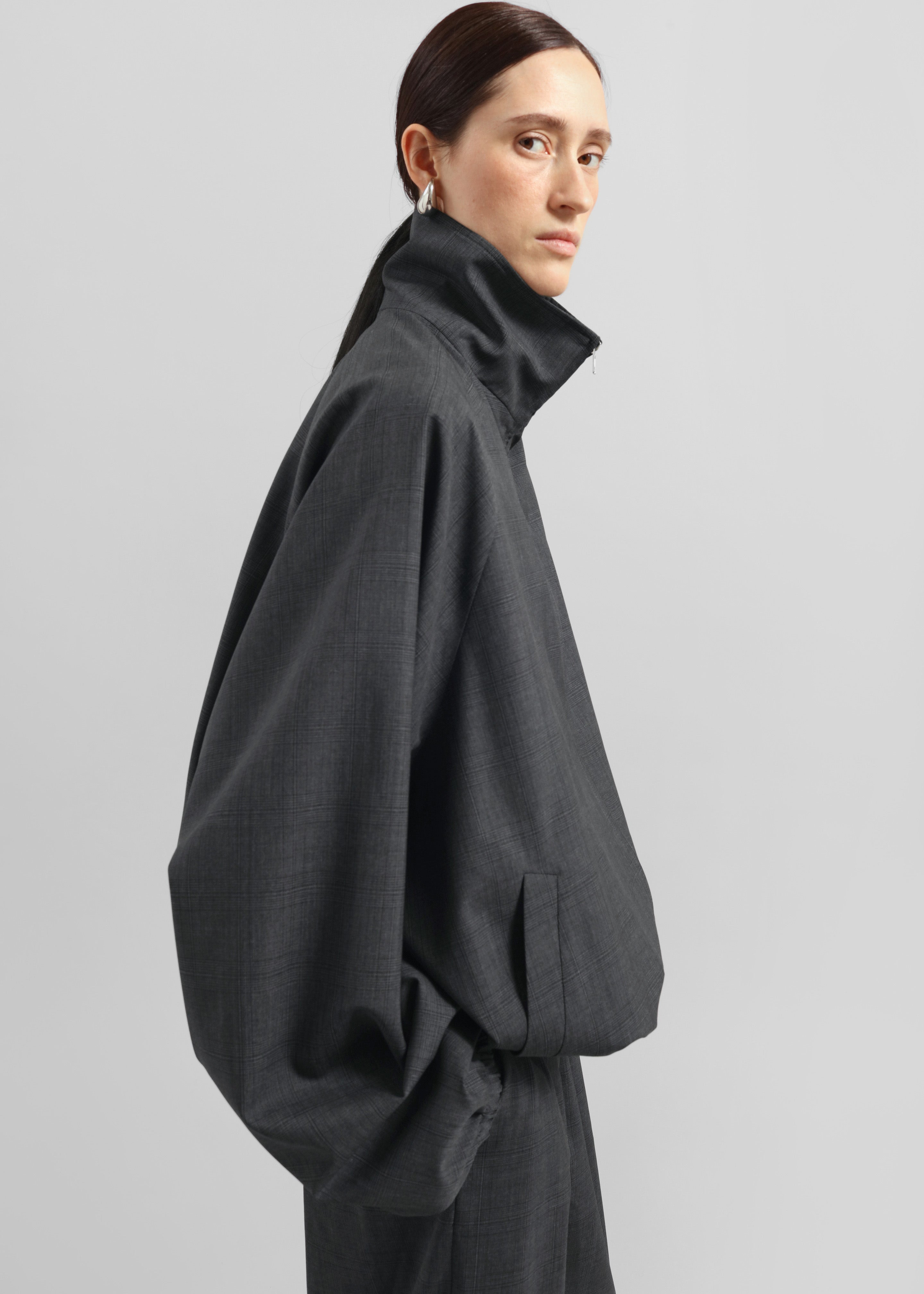 Baxter Plaid Track Jacket - Dark Grey – The Frankie Shop
