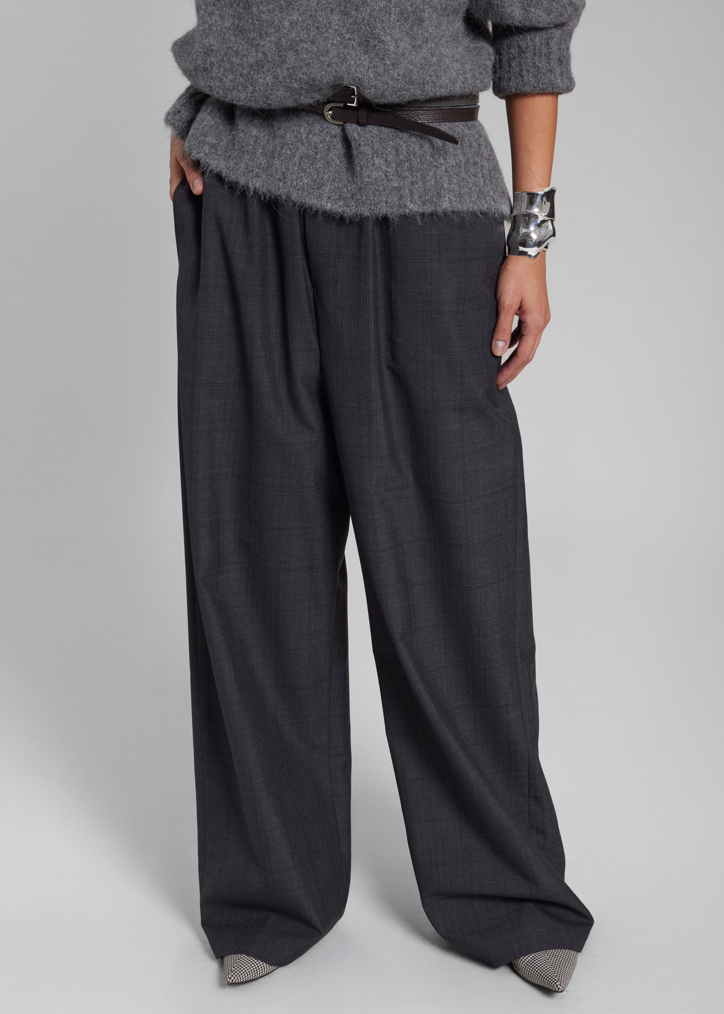 Baxter Plaid Track Pants - Dark Grey - 3