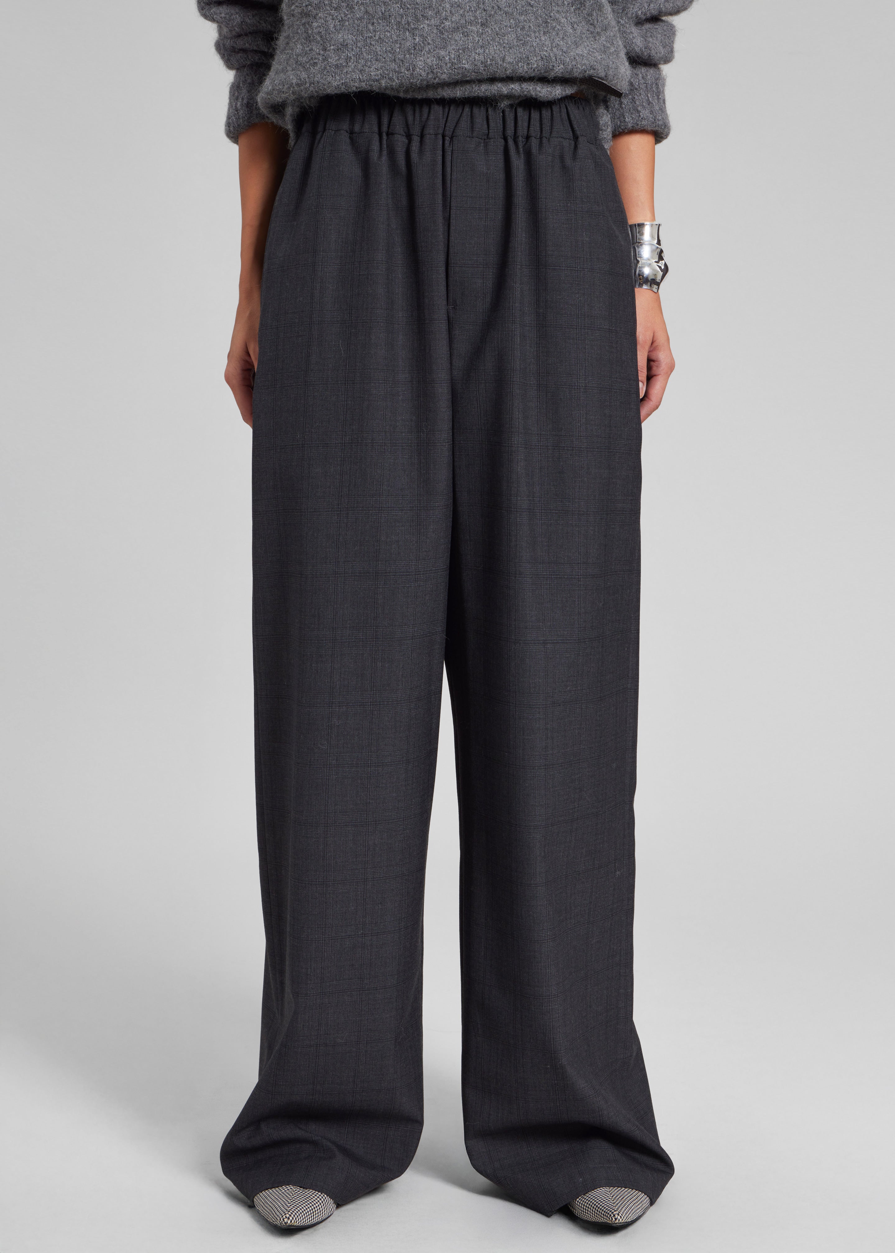 Baxter Plaid Track Pants - Dark Grey – The Frankie Shop