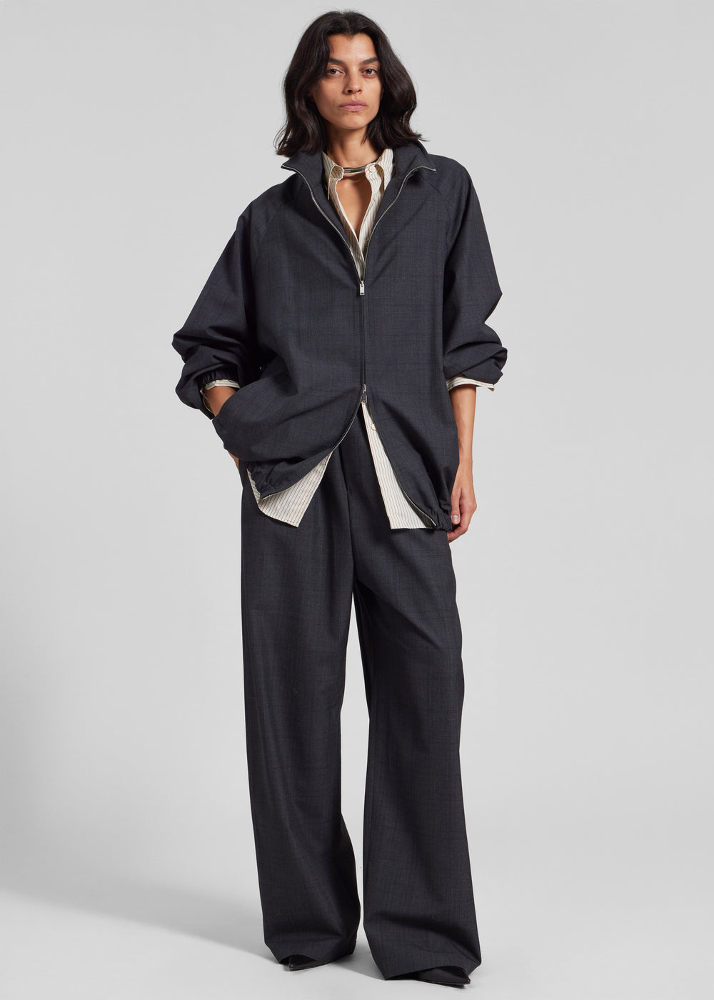 Baxter Plaid Track Pants - Dark Grey - 1