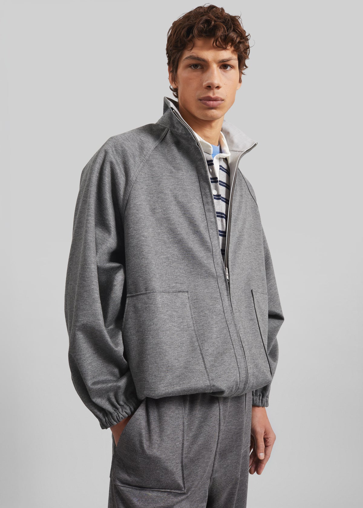 Baxter Reversible Track Jacket - Grey Melange - 3