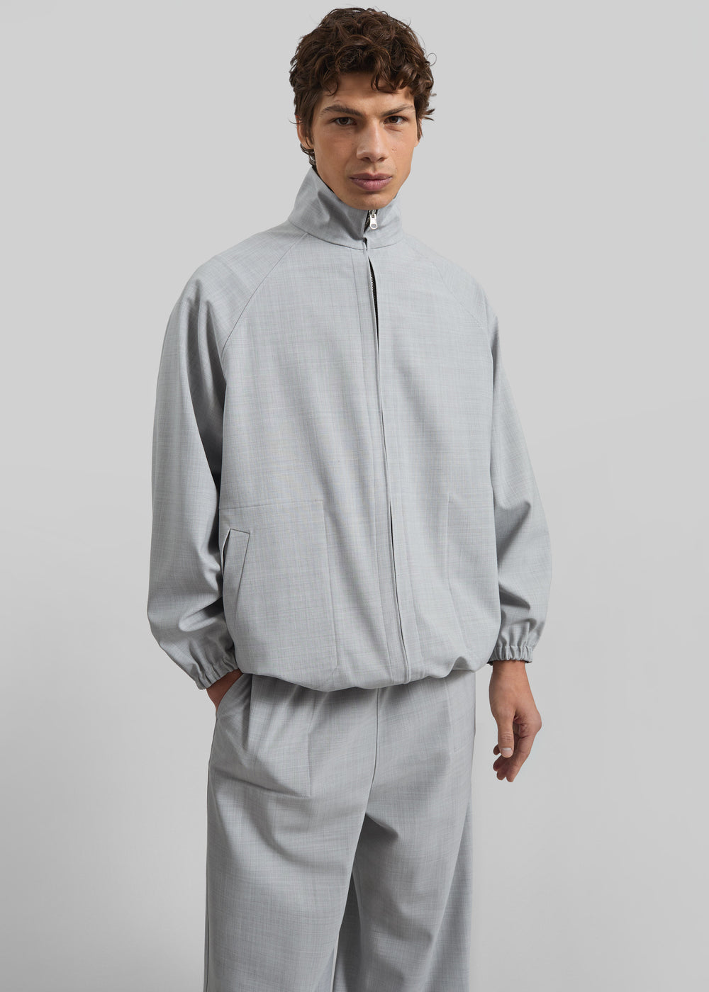 Baxter Reversible Track Jacket - Grey Melange - 1