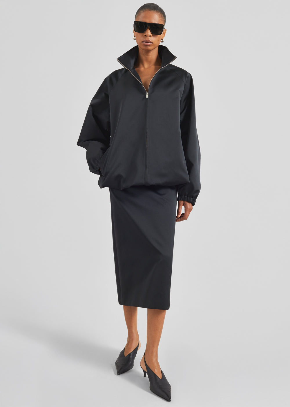 Baxter Satin Track Jacket - Black