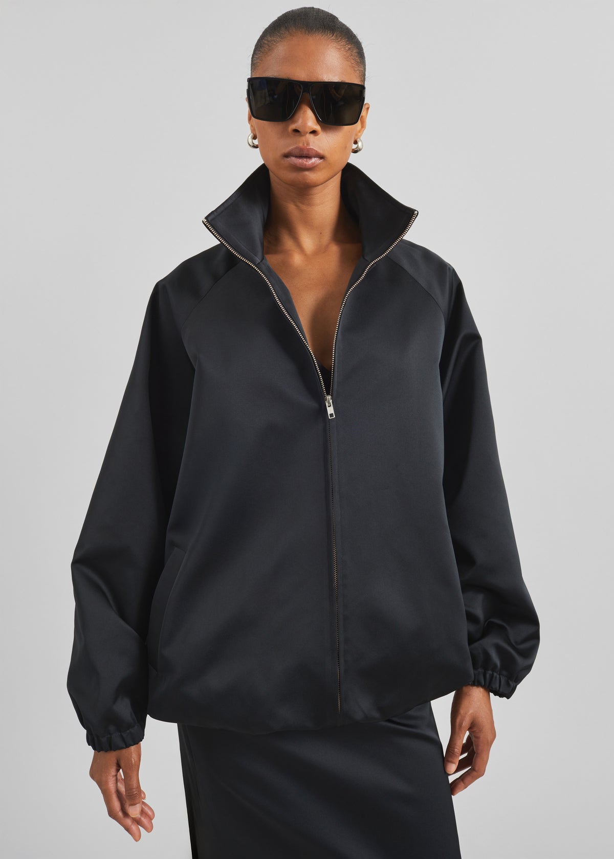 Baxter Satin Track Jacket - Black - 3