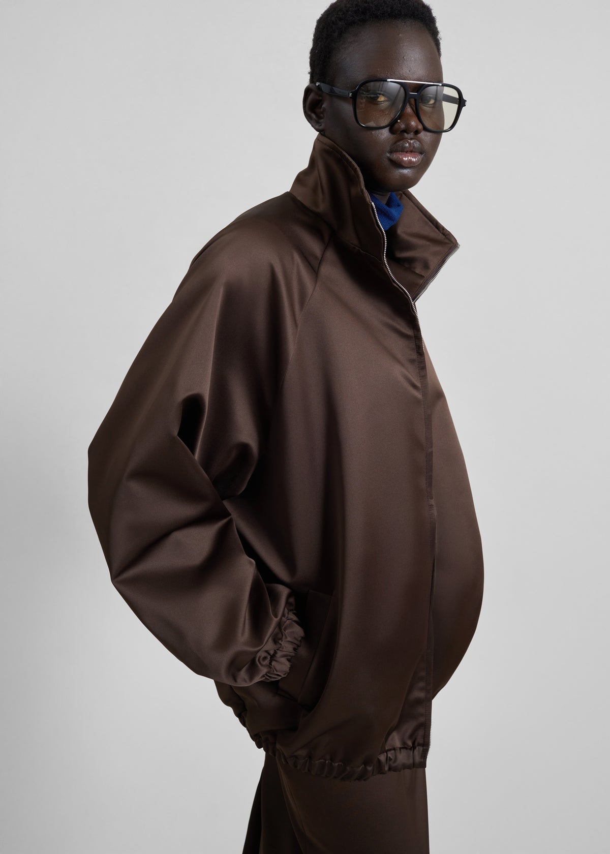 Baxter Satin Track Jacket - Brown - 9