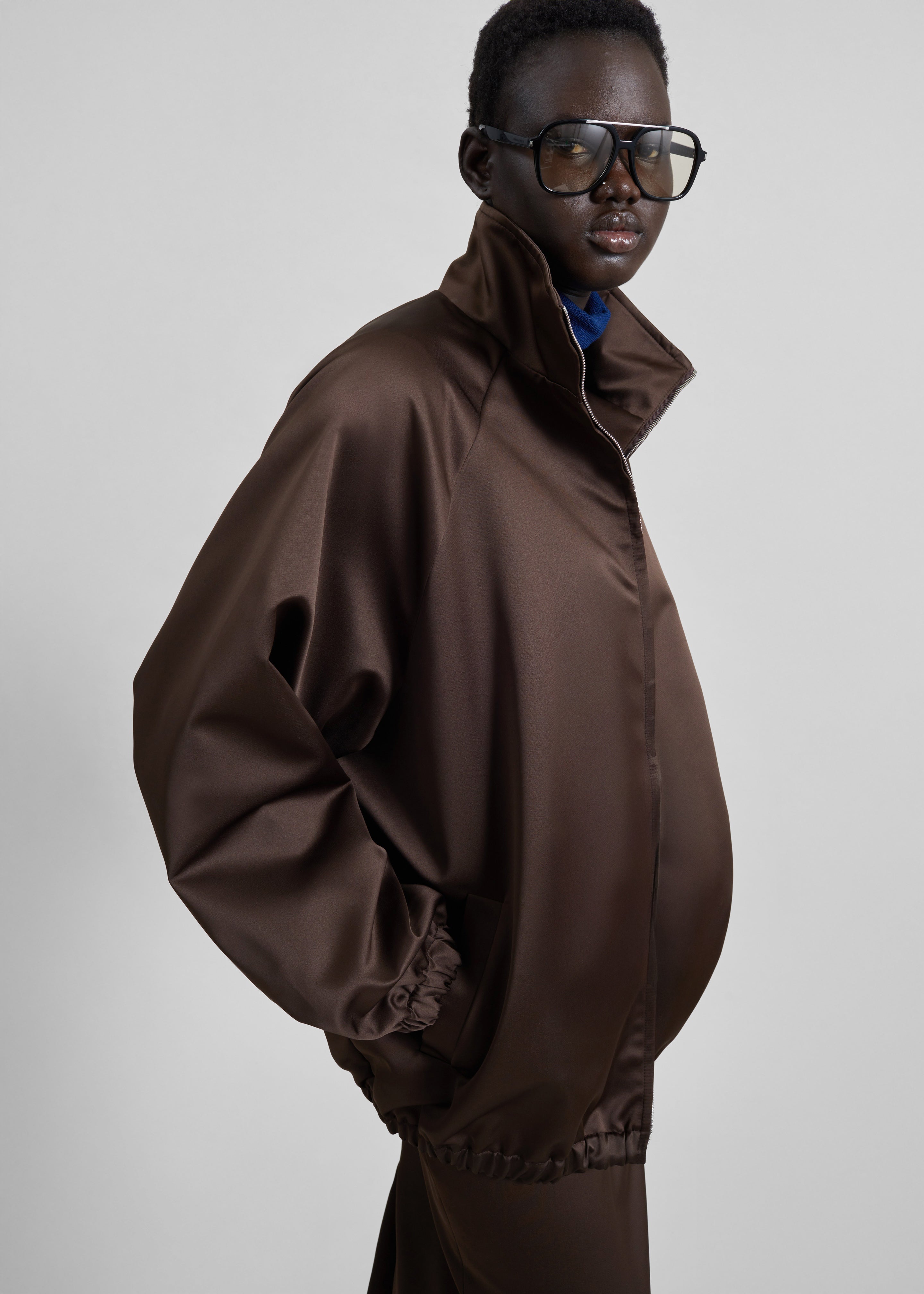 Baxter Satin Track Jacket - Brown - 9