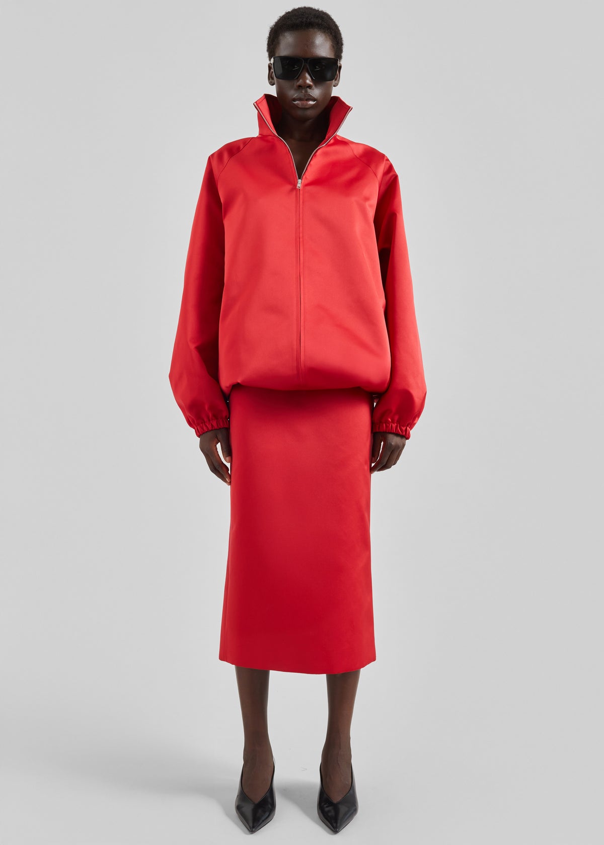 Baxter Satin Track Jacket - Red - 5