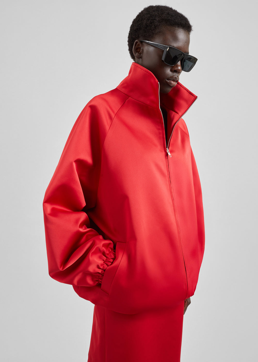 Baxter Satin Track Jacket - Red - 1