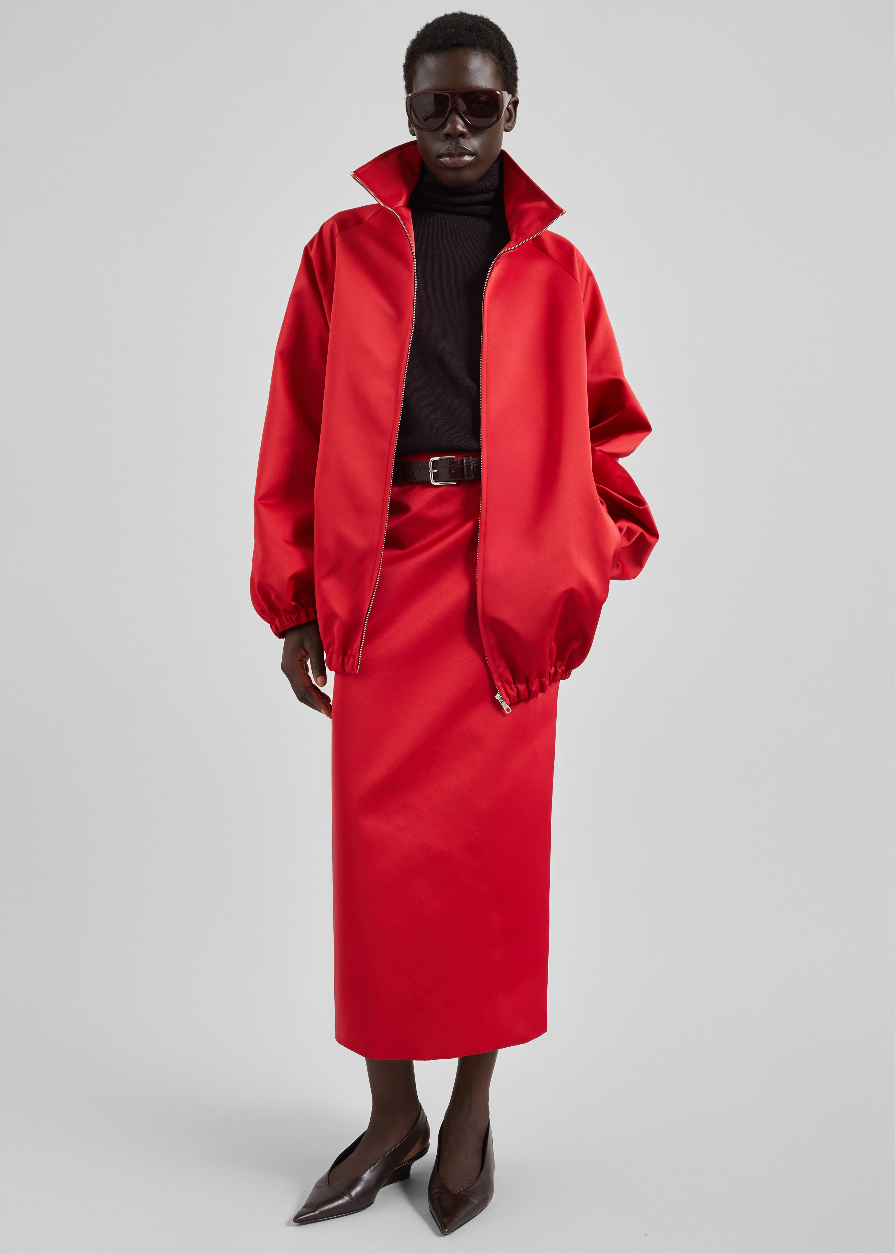 Baxter Satin Track Jacket - Red – The Frankie Shop