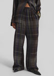 Baxter Sheer Fluid Track Pants - Navy Tartan