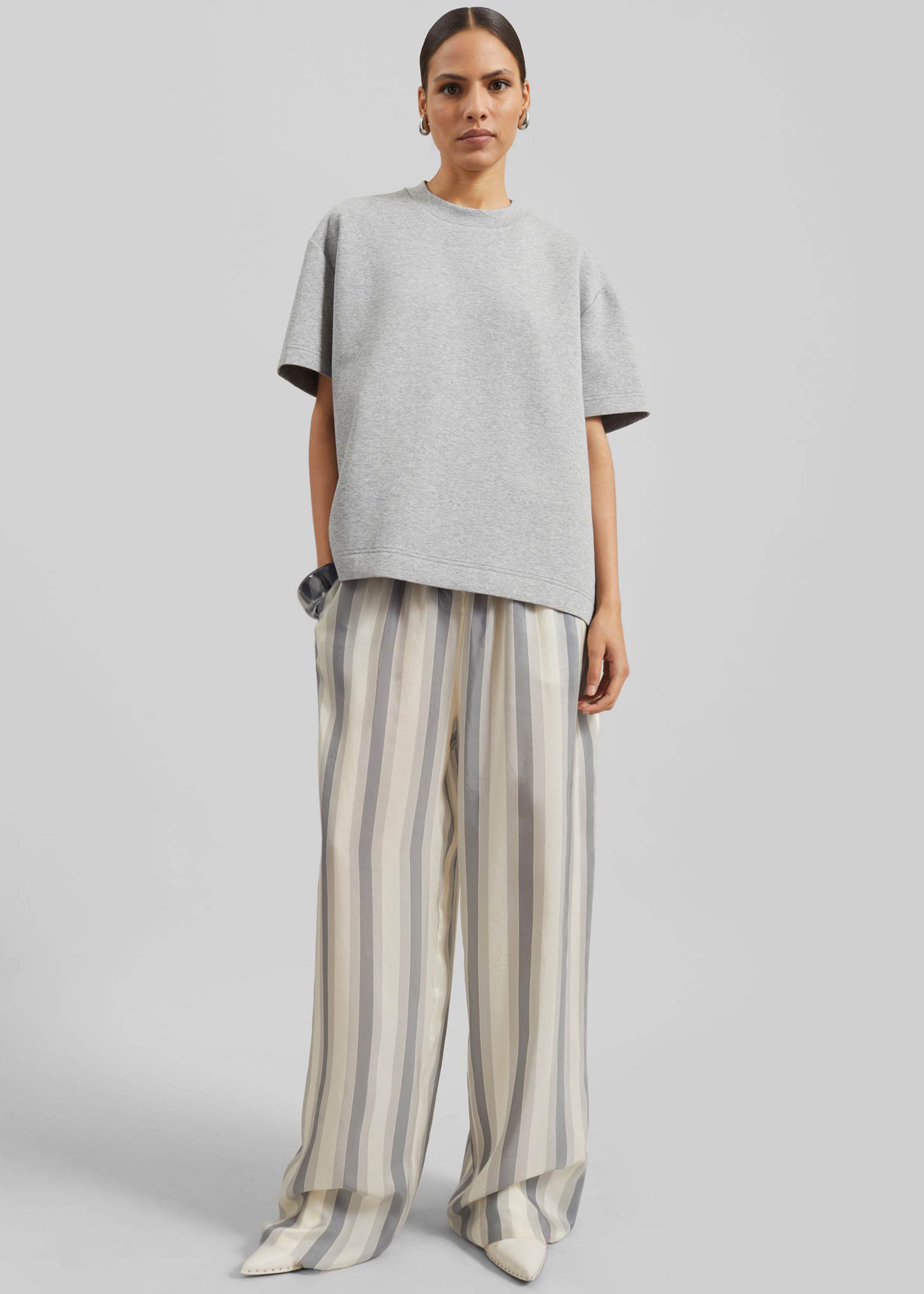 Baxter Sheer Fluid Track Pants - White/Grey Stripe - 6