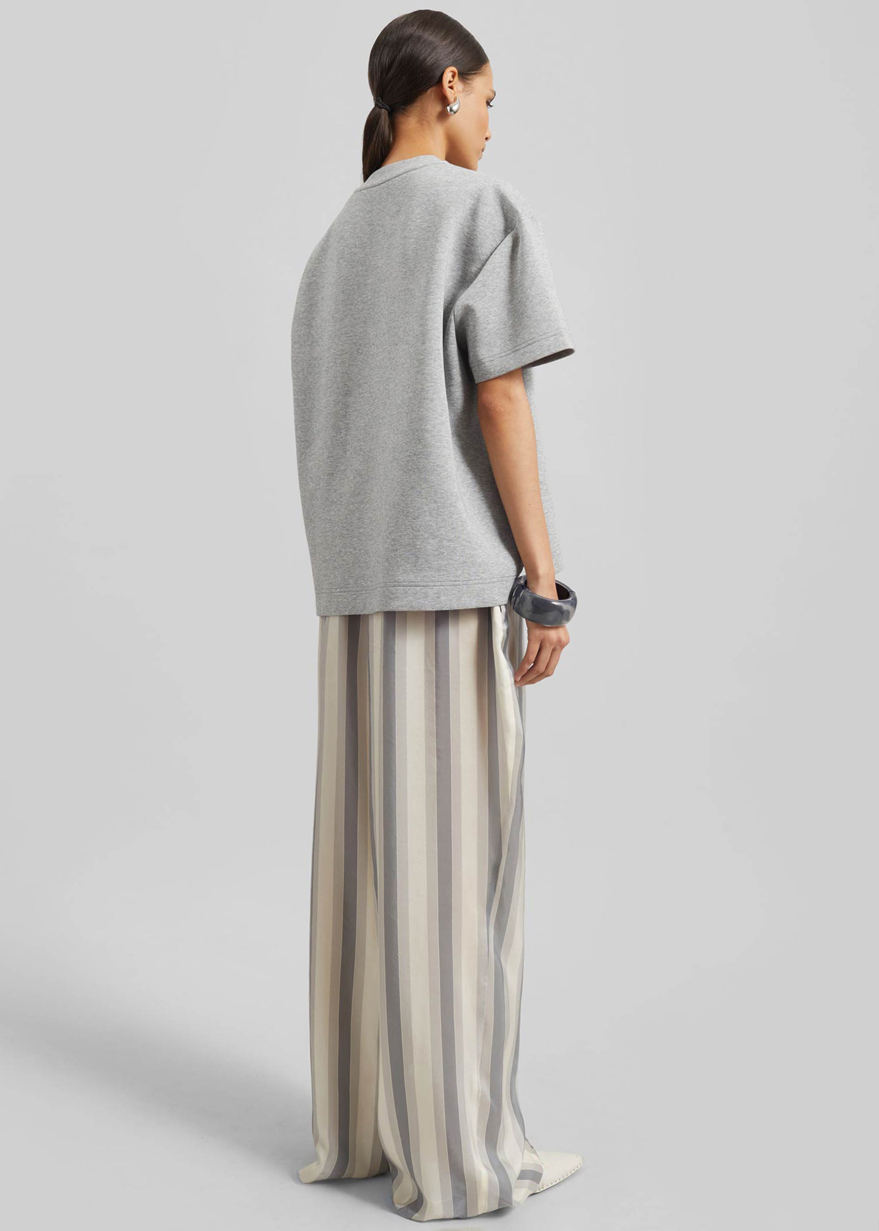 Baxter Sheer Fluid Track Pants - White/Grey Stripe - 7