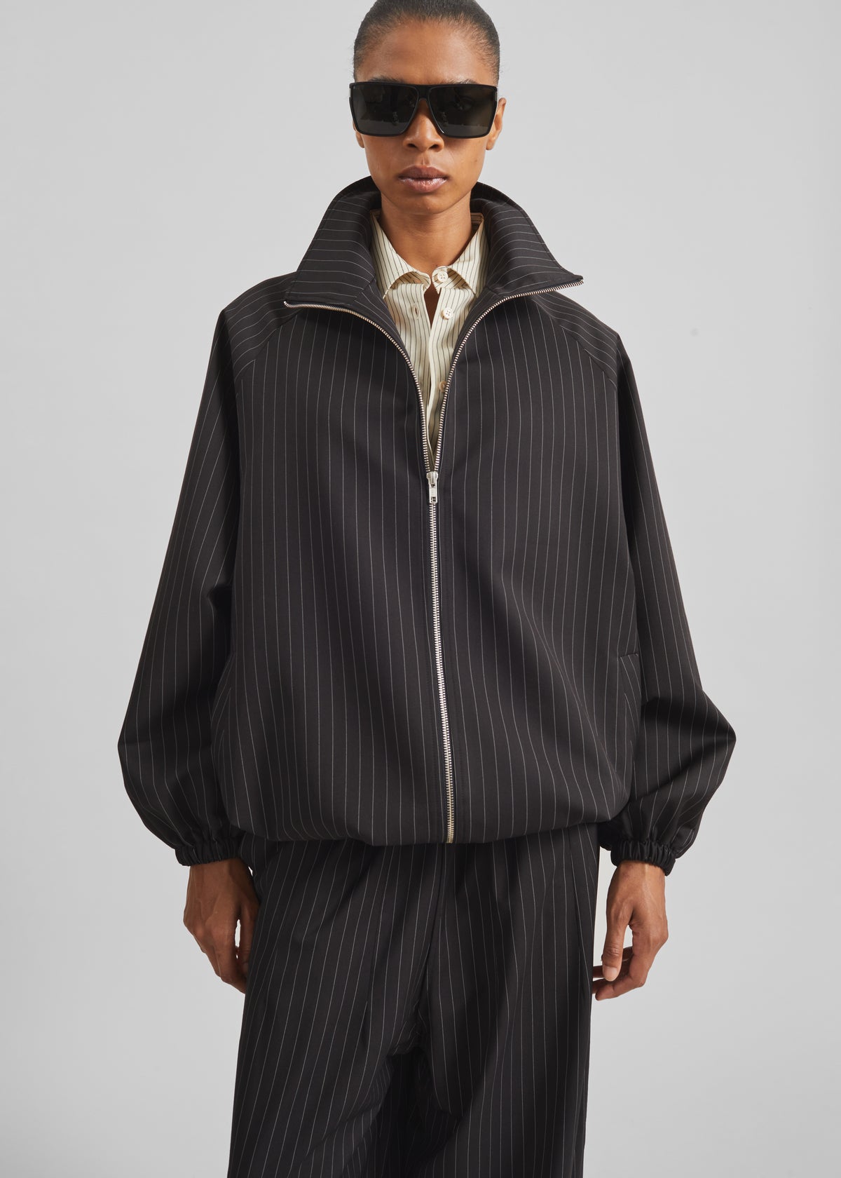 Baxter Track Jacket - Black/White Pinstripe - 4