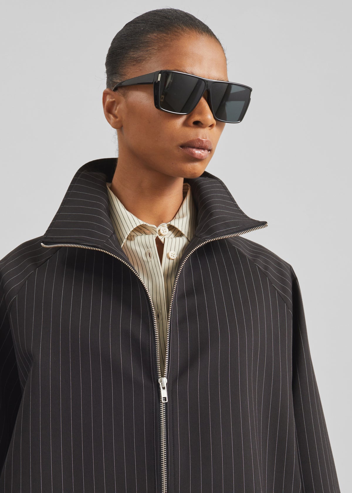 Baxter Track Jacket - Black/White Pinstripe - 3