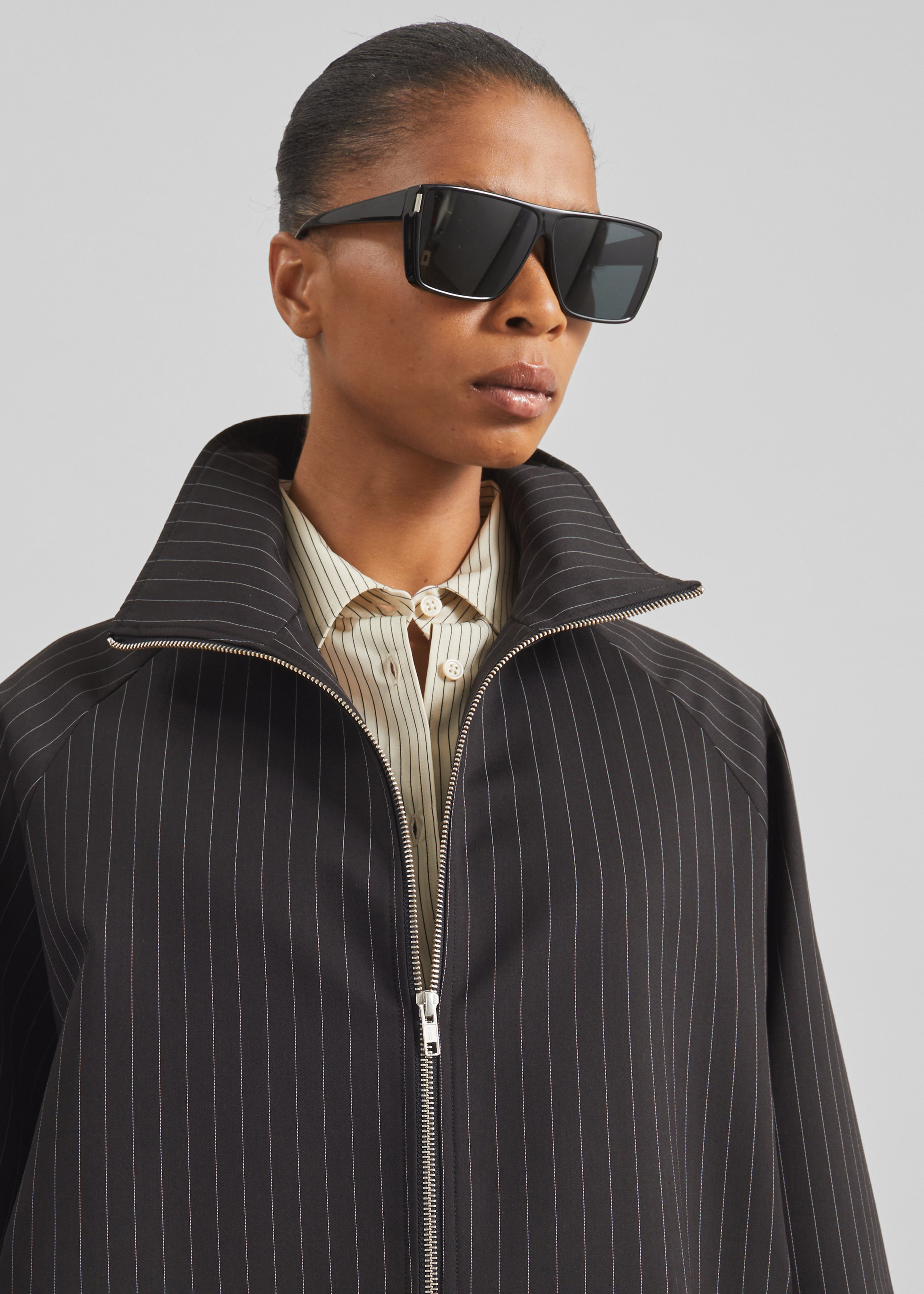 Baxter Track Jacket - Black/White Pinstripe - 3