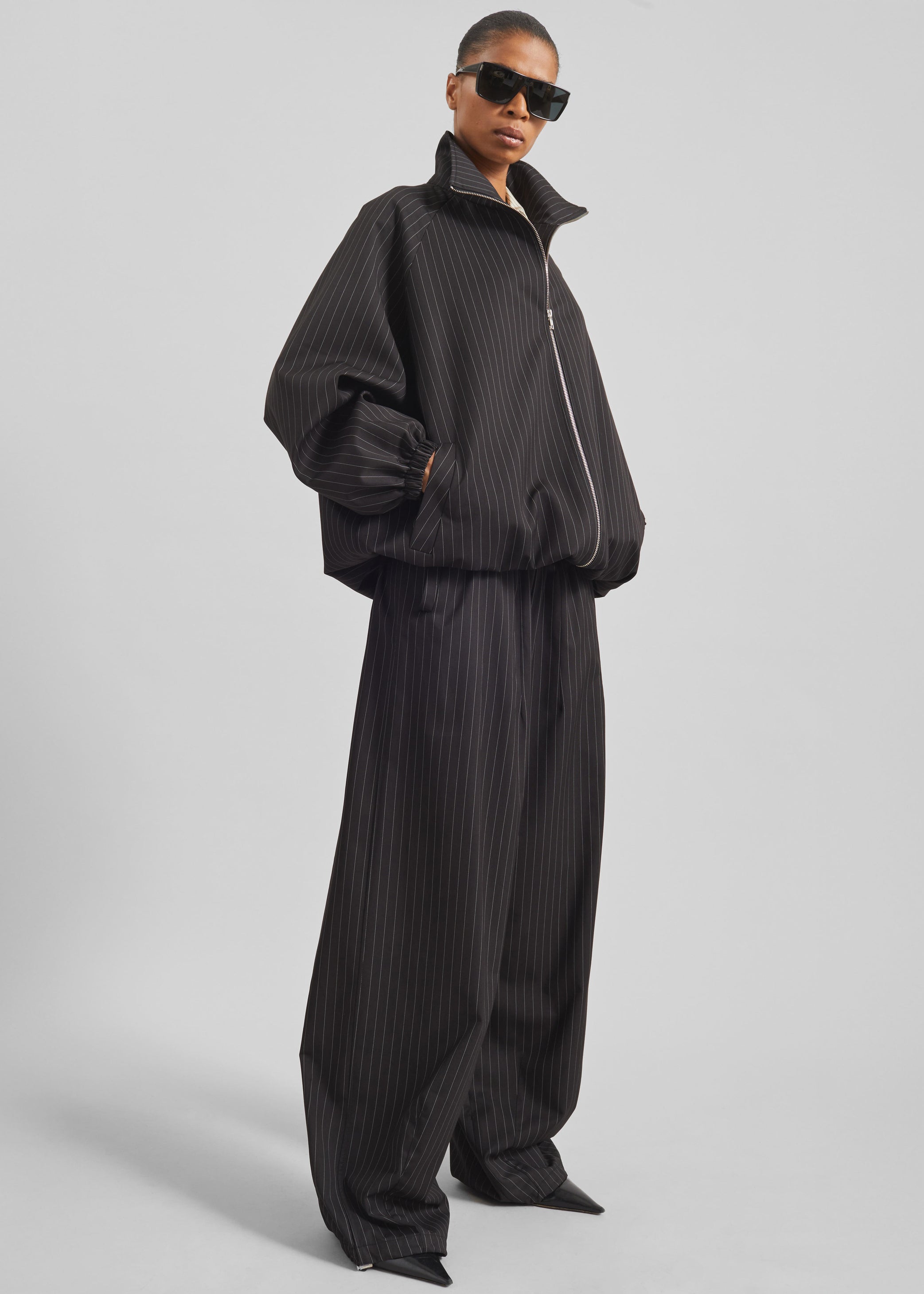 Shop the look image for Baxter Track Jacket - Black/White Pinstripe