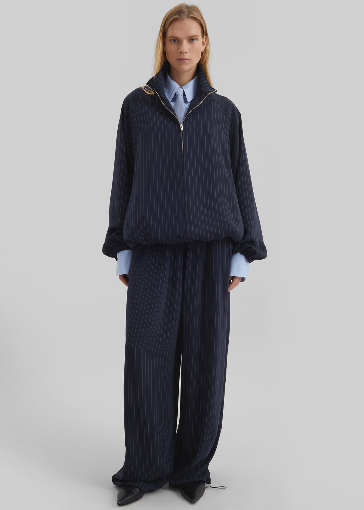 Baxter Track Jacket - Navy/White Pinstripe - 4