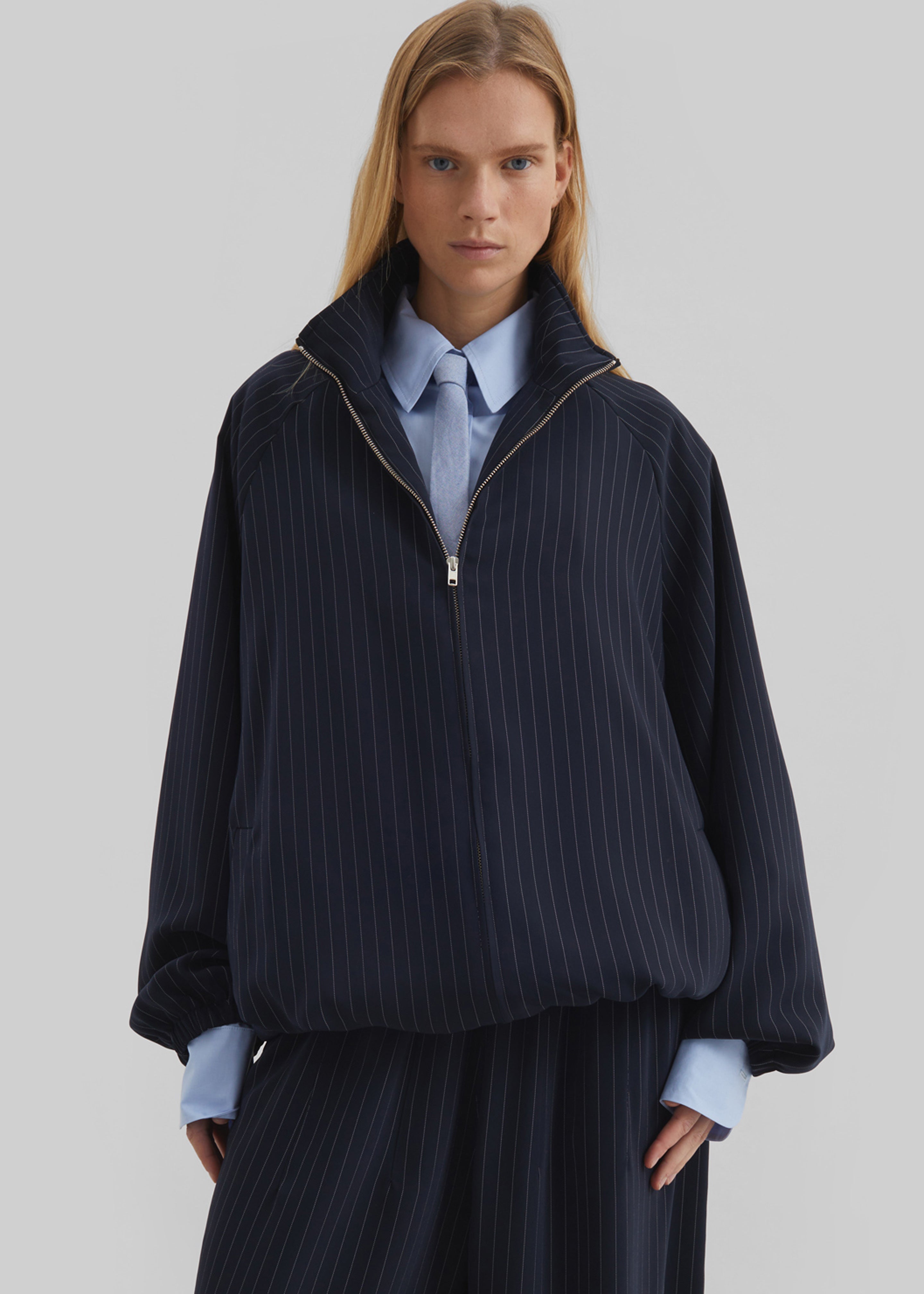 Baxter Track Jacket - Navy/White Pinstripe – The Frankie Shop