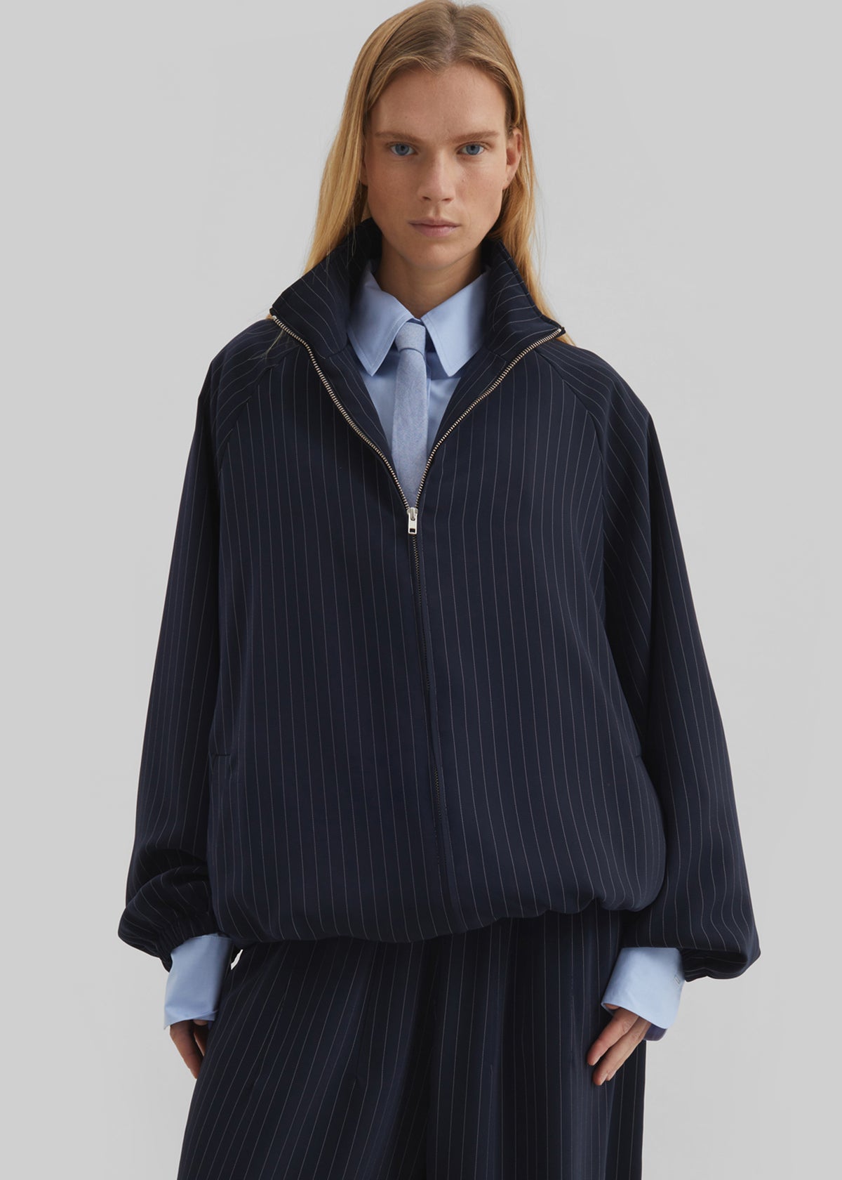 Baxter Track Jacket - Navy/White Pinstripe - 7