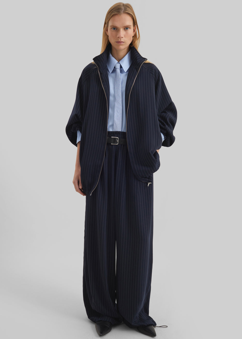 Baxter Track Jacket - Navy/White Pinstripe - 1