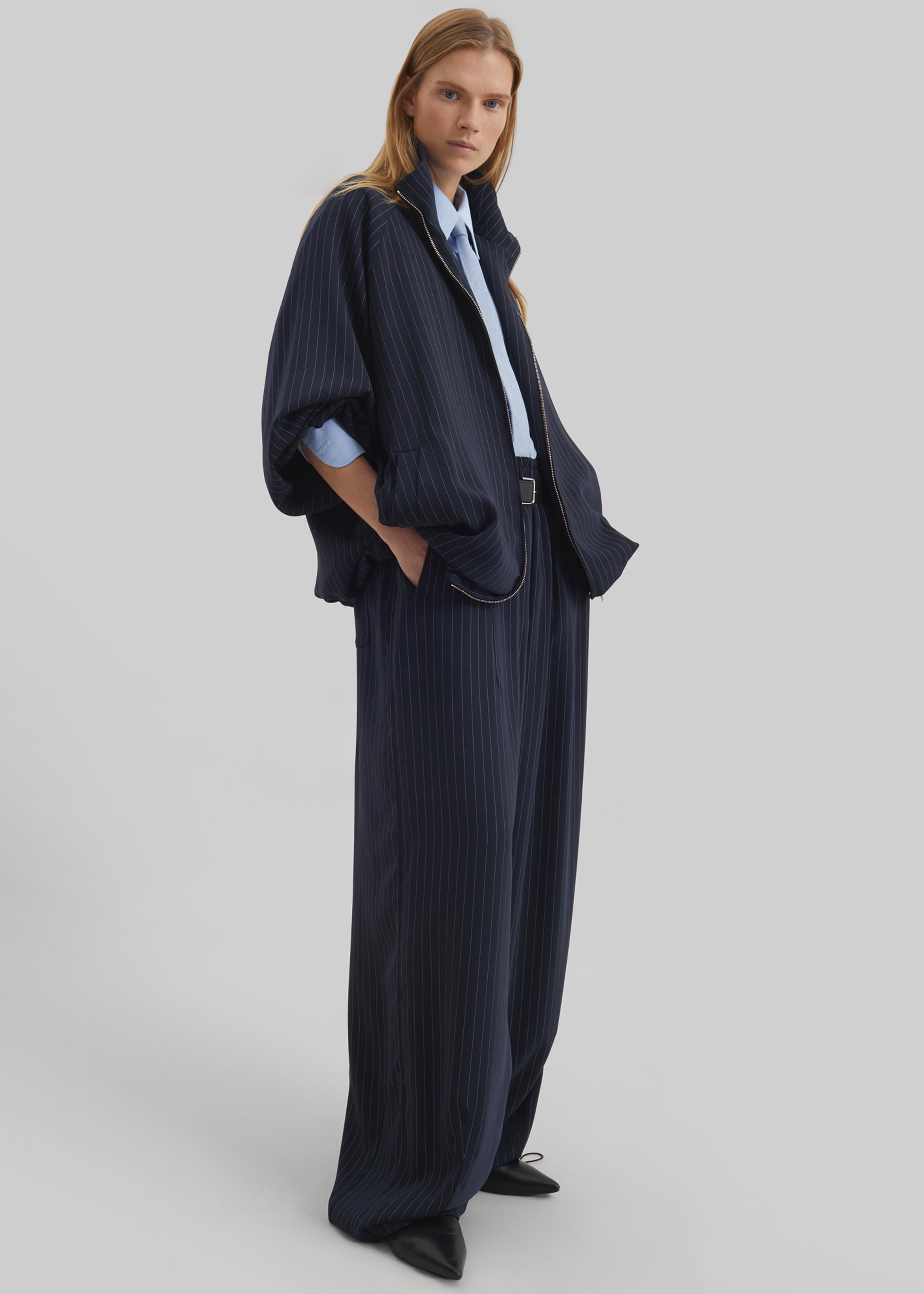 Baxter Track Jacket - Navy/White Pinstripe – The Frankie Shop