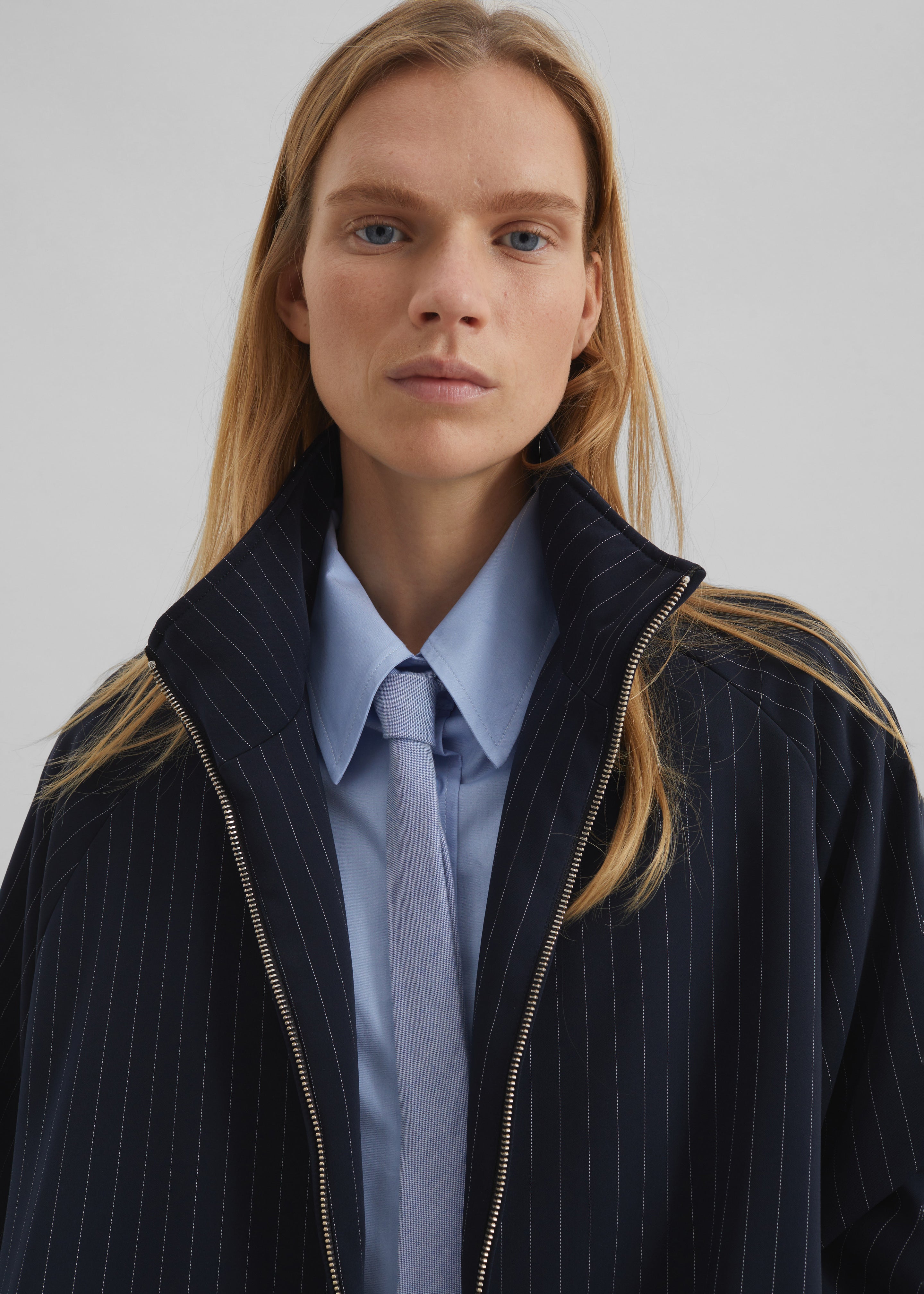 Baxter Track Jacket - Navy/White Pinstripe – The Frankie Shop