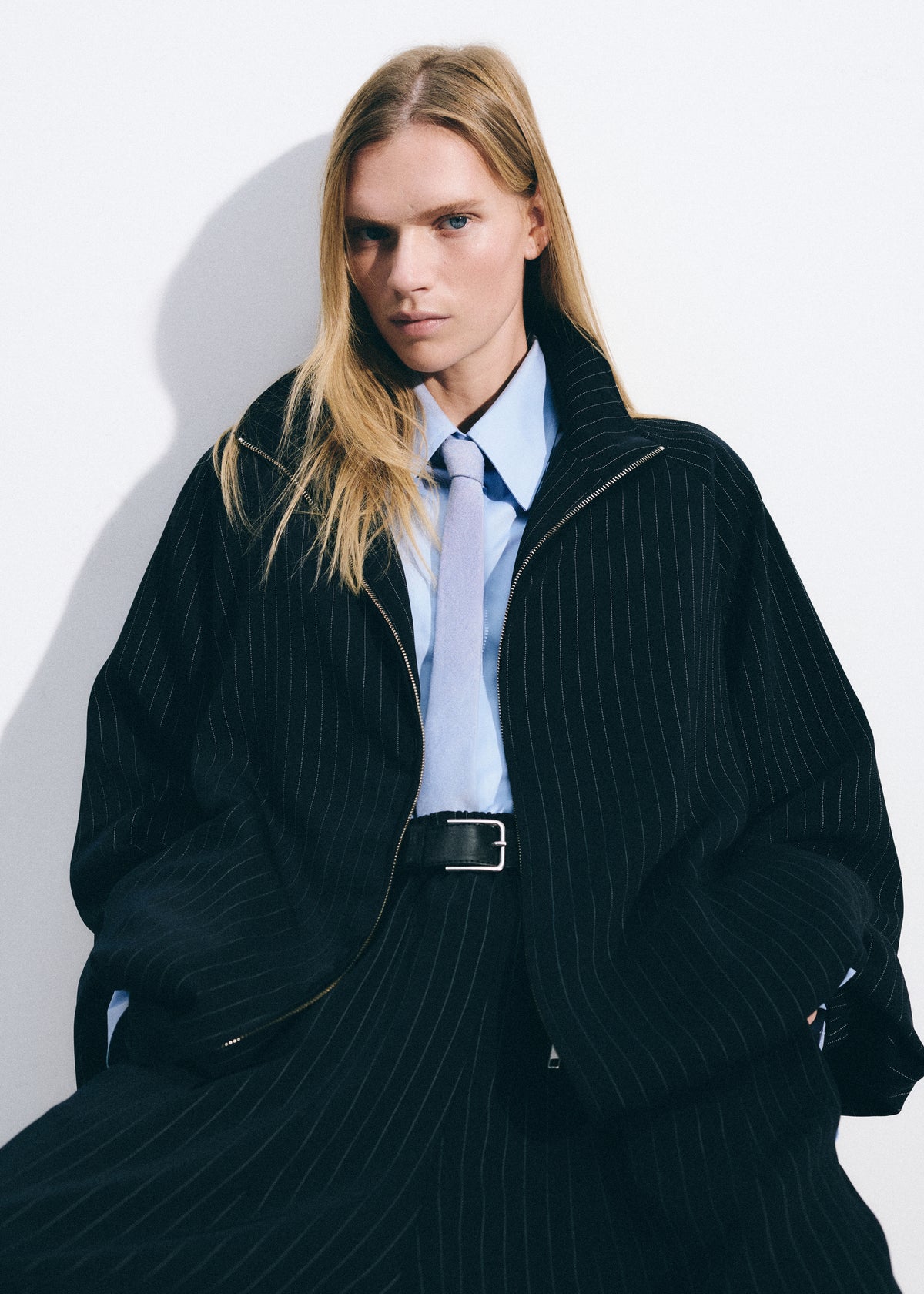 Baxter Track Jacket - Navy/White Pinstripe - 1
