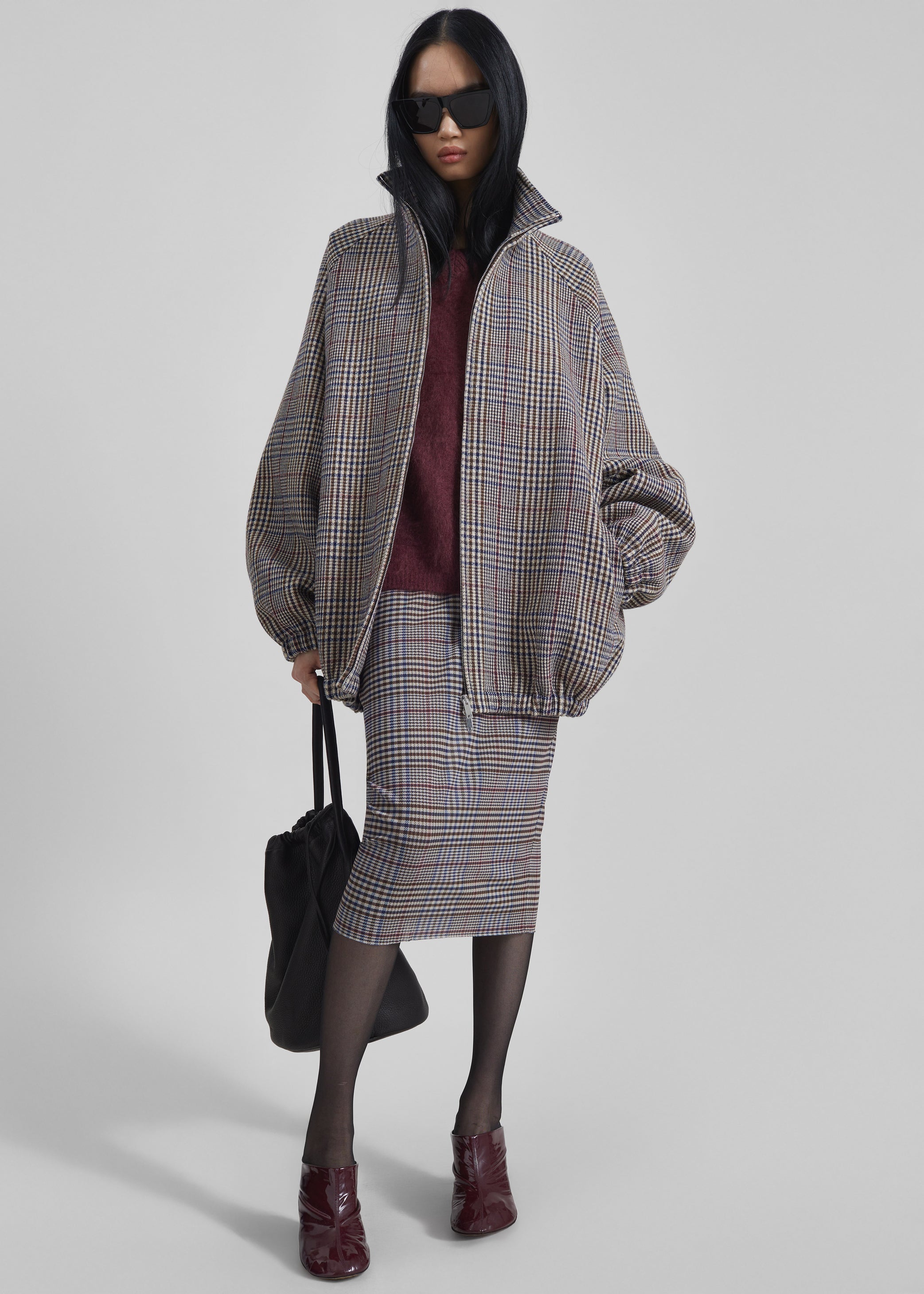 Shop the look image for Baxter Wool Track Jacket - Beige Glen Plaid