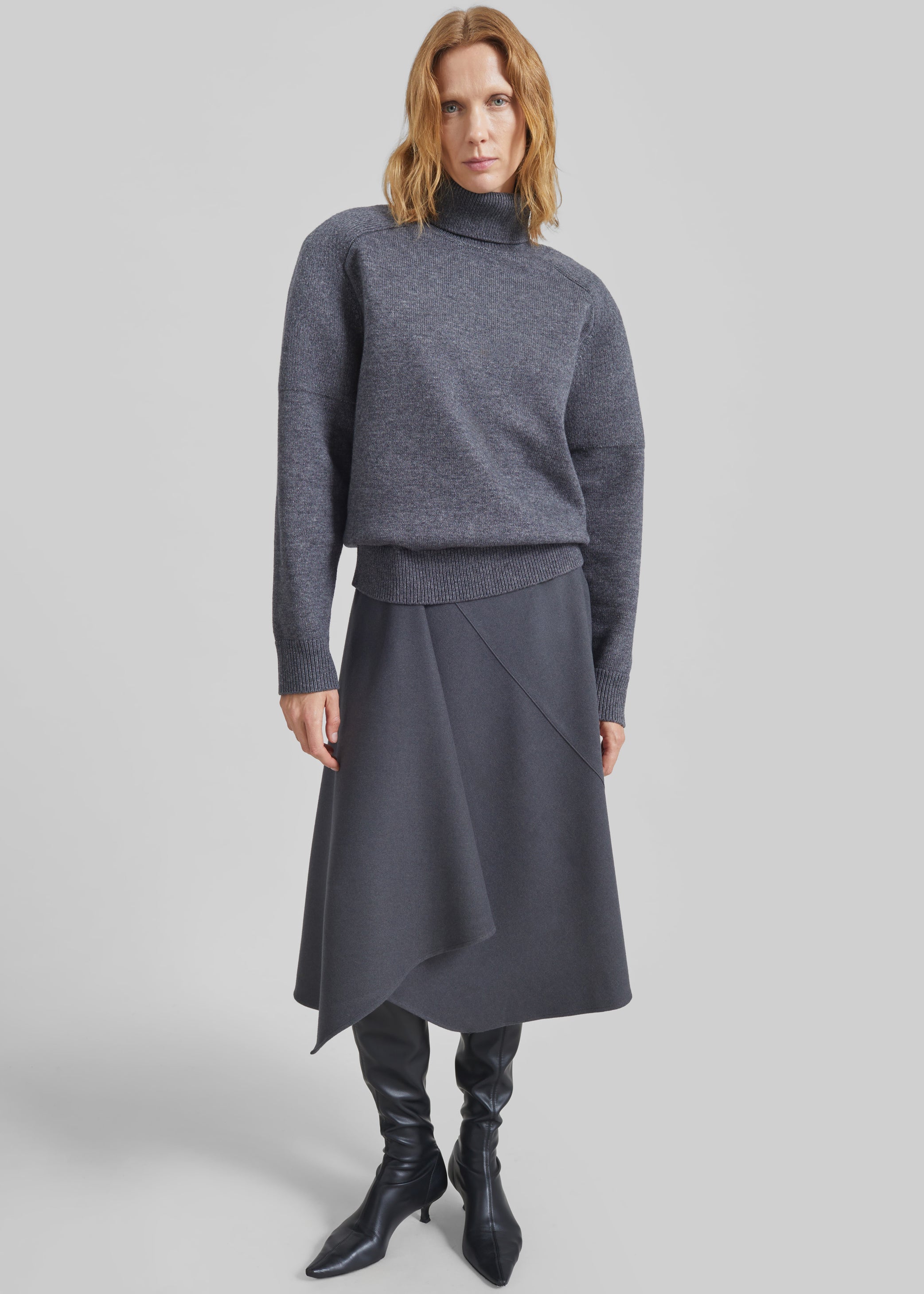 Shop the look image for Bayel Flared Midi Skirt - Dark Grey
