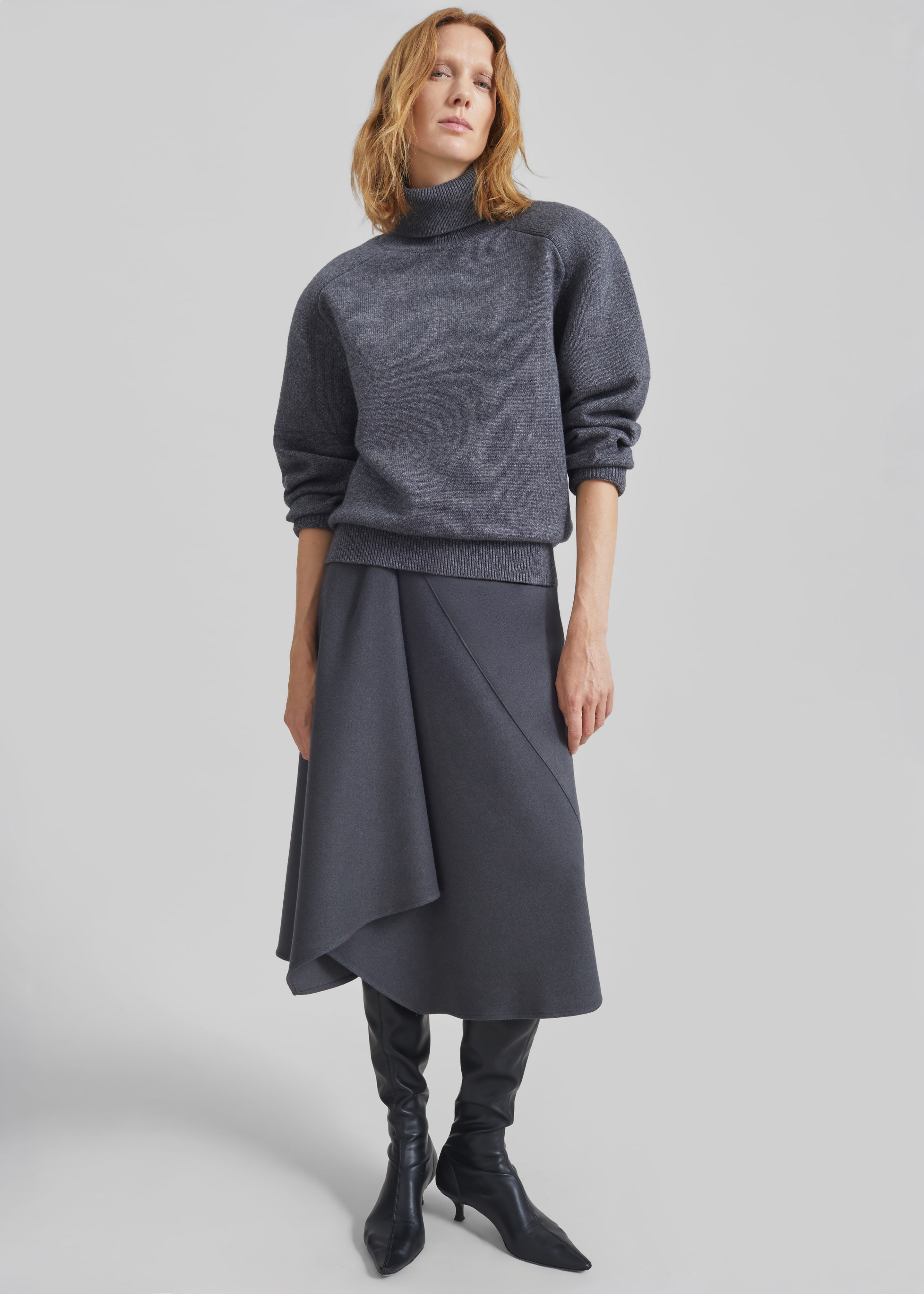 Alrose Midi Skirt - Dark Grey Melange – The Frankie Shop