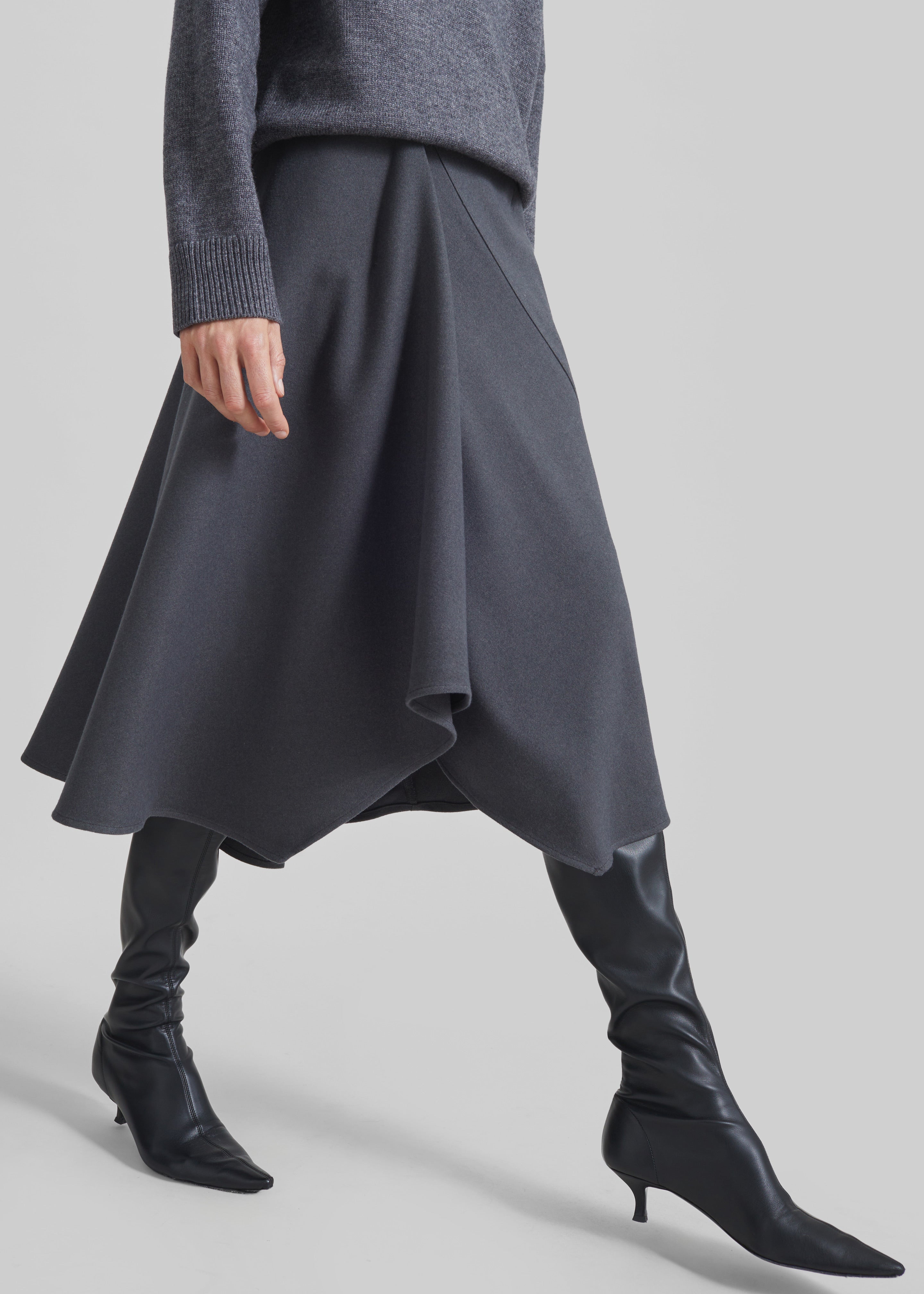 Bayel Flared Midi Skirt - Dark Grey – The Frankie Shop