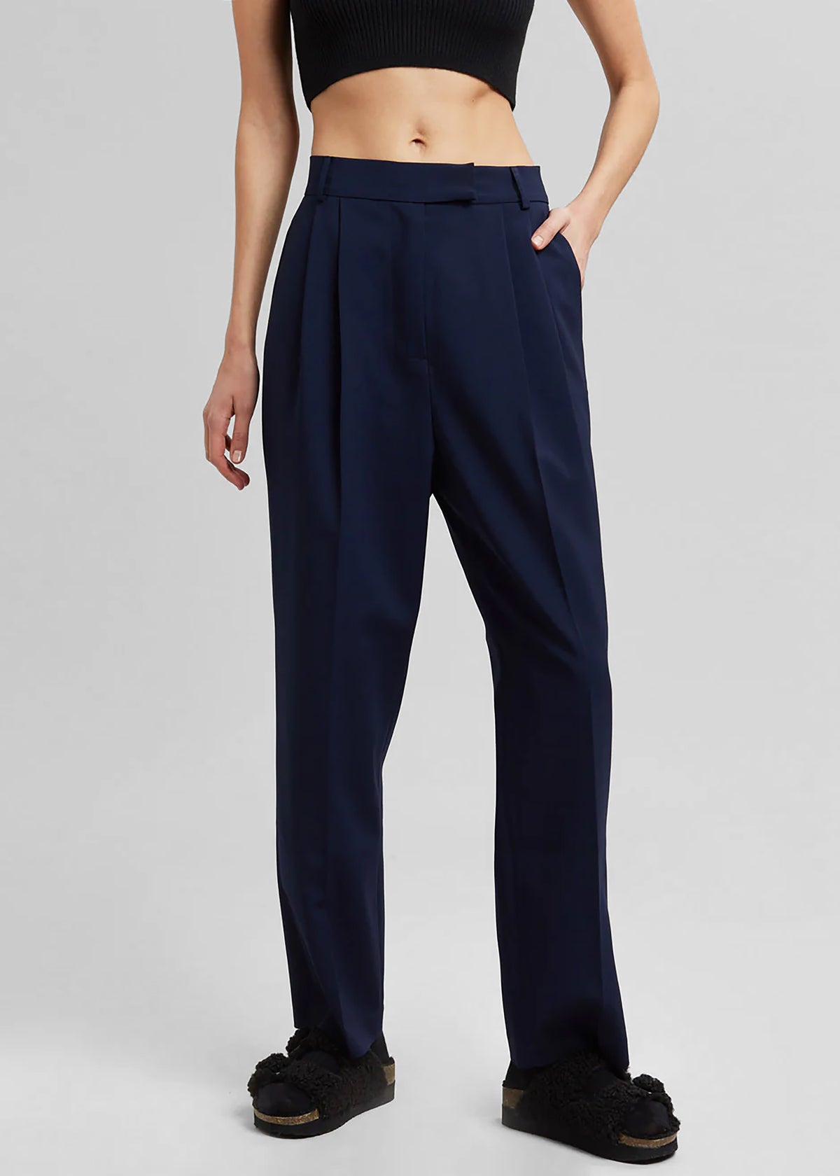 Bea Pleated Suit Pants - Midnight Blue - 3