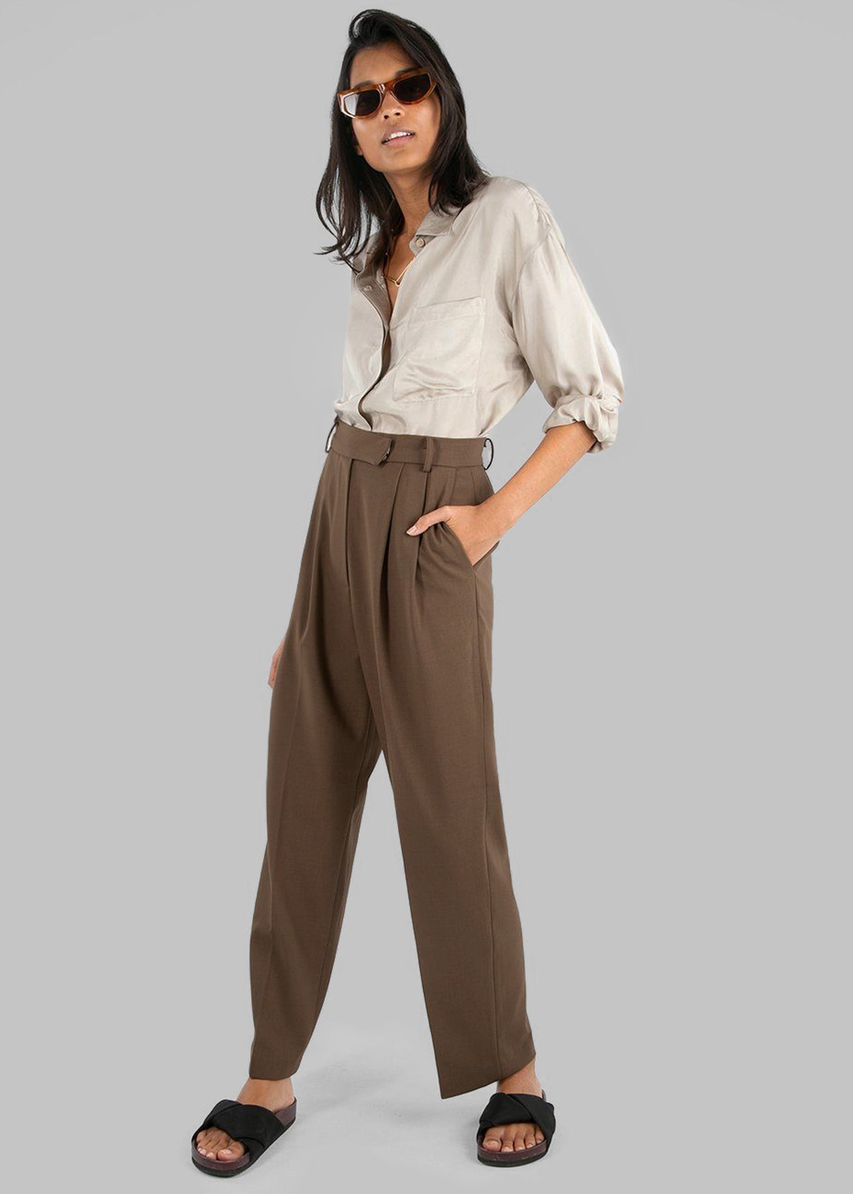 Bea Suit Pants - Chocolate The Frankie Shop Bea Suit Pants - Chocolate The Frankie Shop
