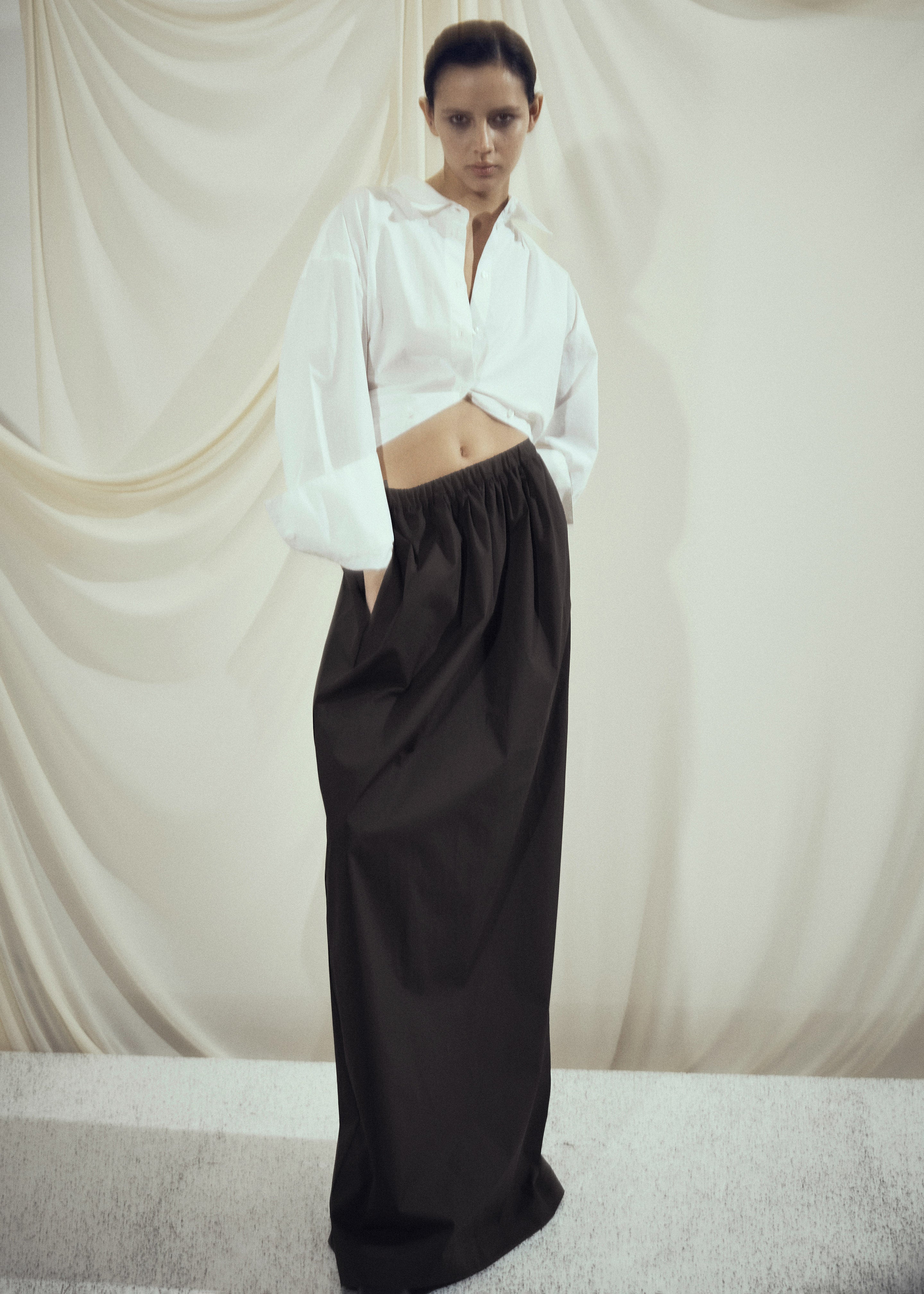 Beare Park Silk Elastic Waist Skirt - Black - 1