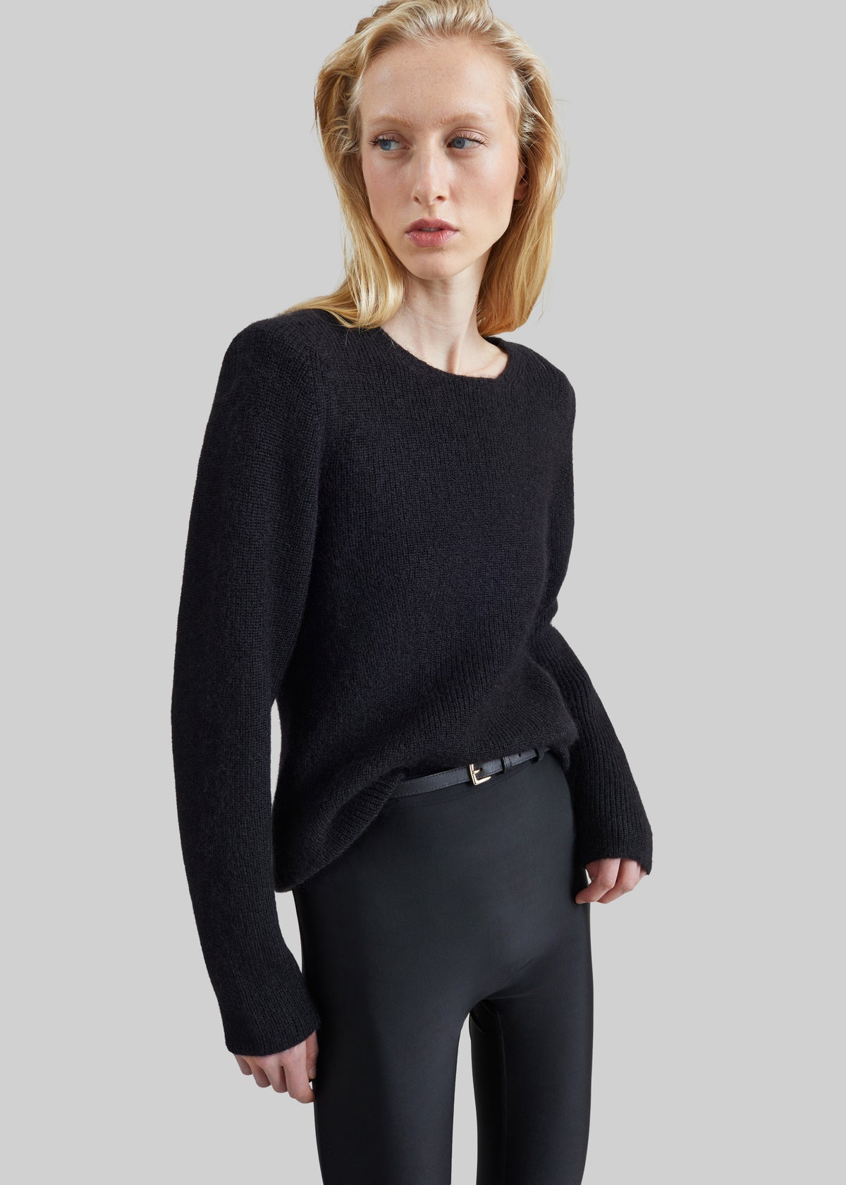 Beatrice Knit Padded Long Sleeve Top - Black