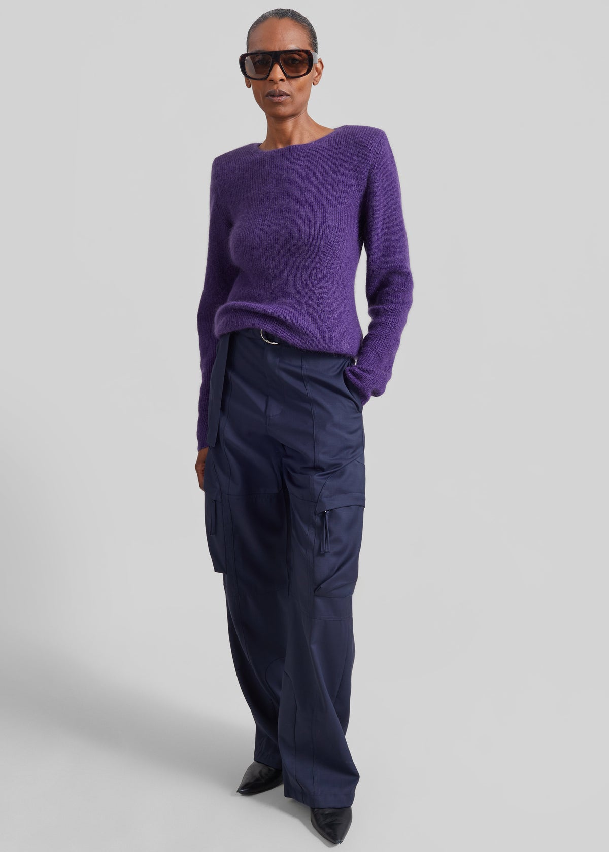 Shop the look image for Beatrice Knit Padded Long Sleeve Top - Deep Purple