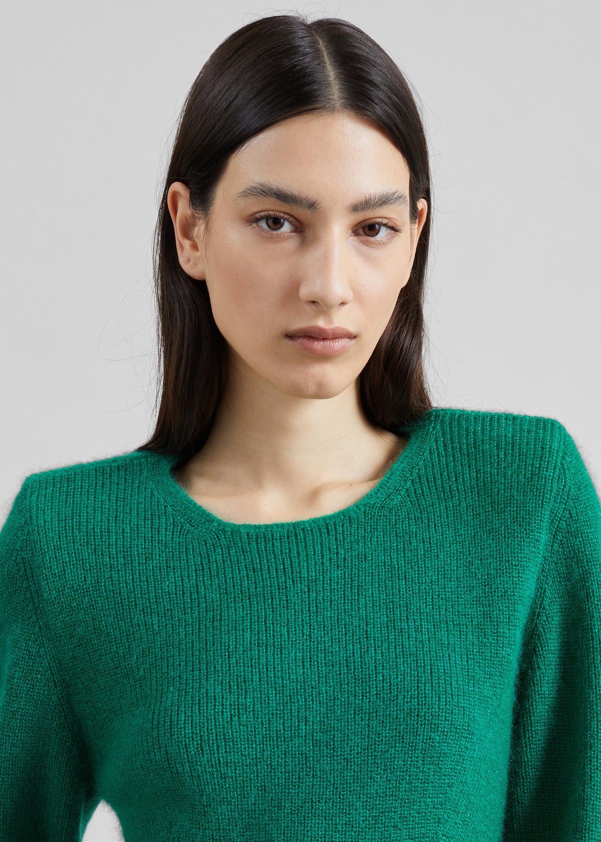 Beatrice Knit Padded Long Sleeve Top - Green