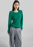 Beatrice Knit Padded Long Sleeve Top - Green